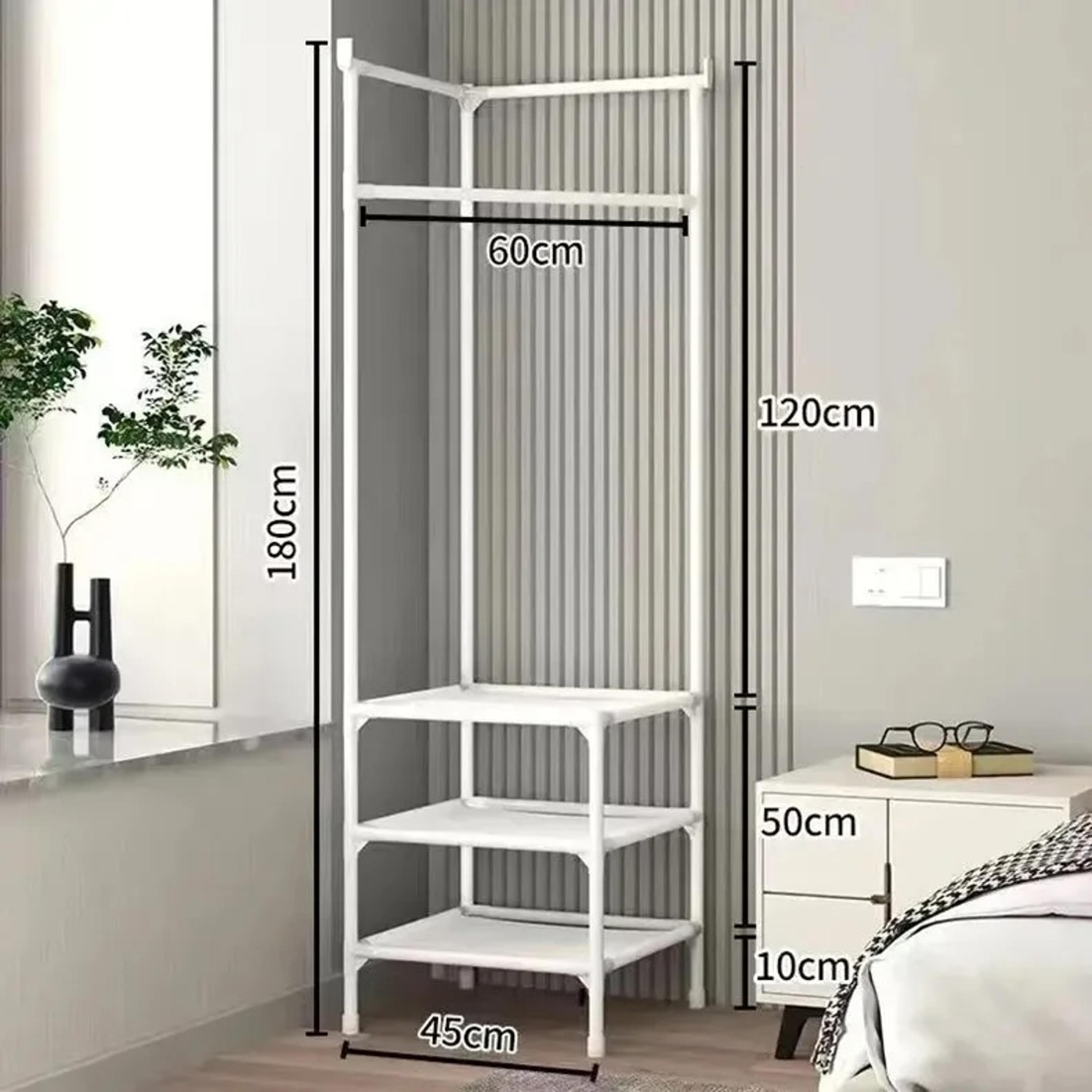 Multifunction Corner Coat Hat Rack Metal Clothing Storage Shelf Removable Detachable Floor Standing 4