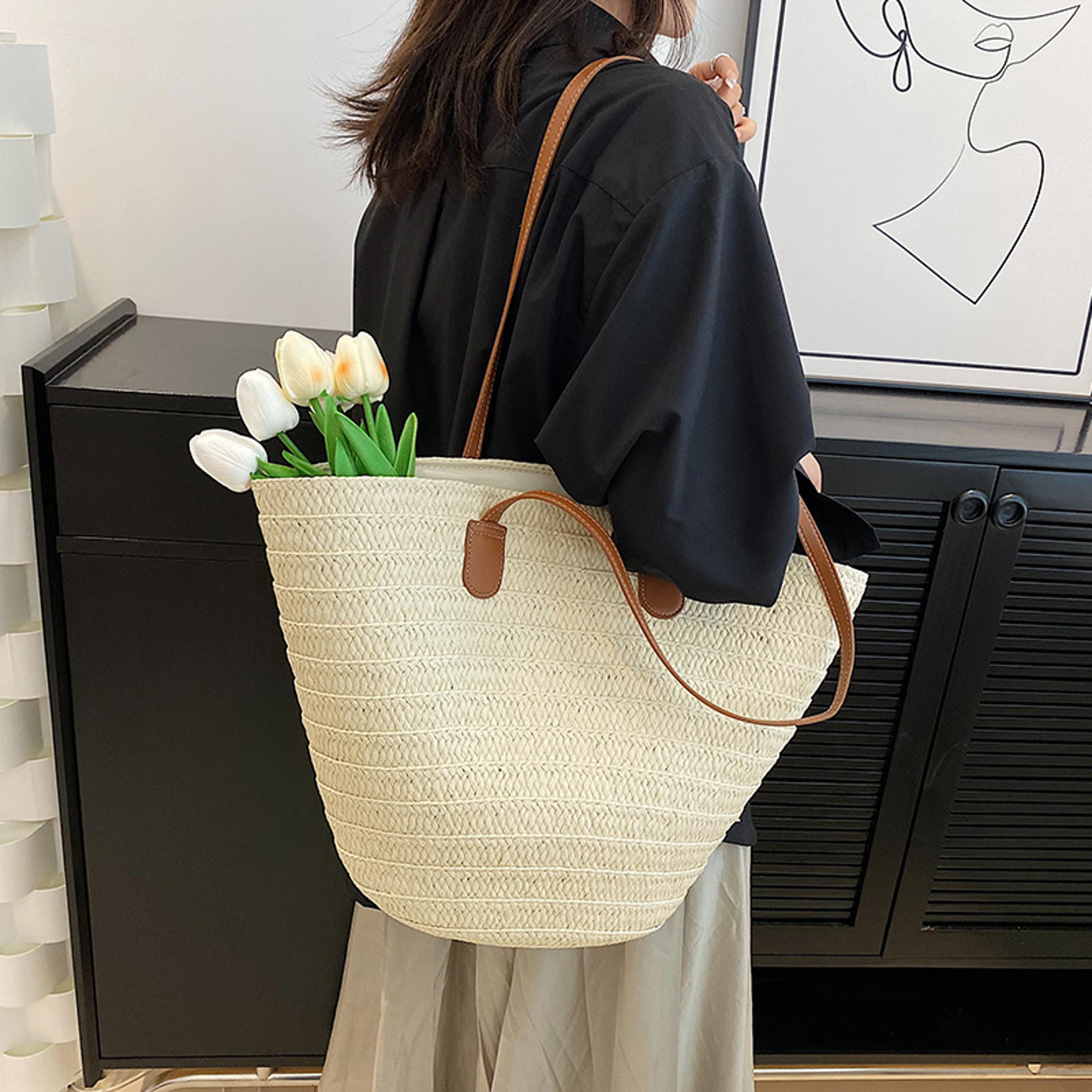 Fashion Womens Large Capacity Shoulder Bag Straw Woven Basket Handbag Luxury Designer Beach Bag Bal