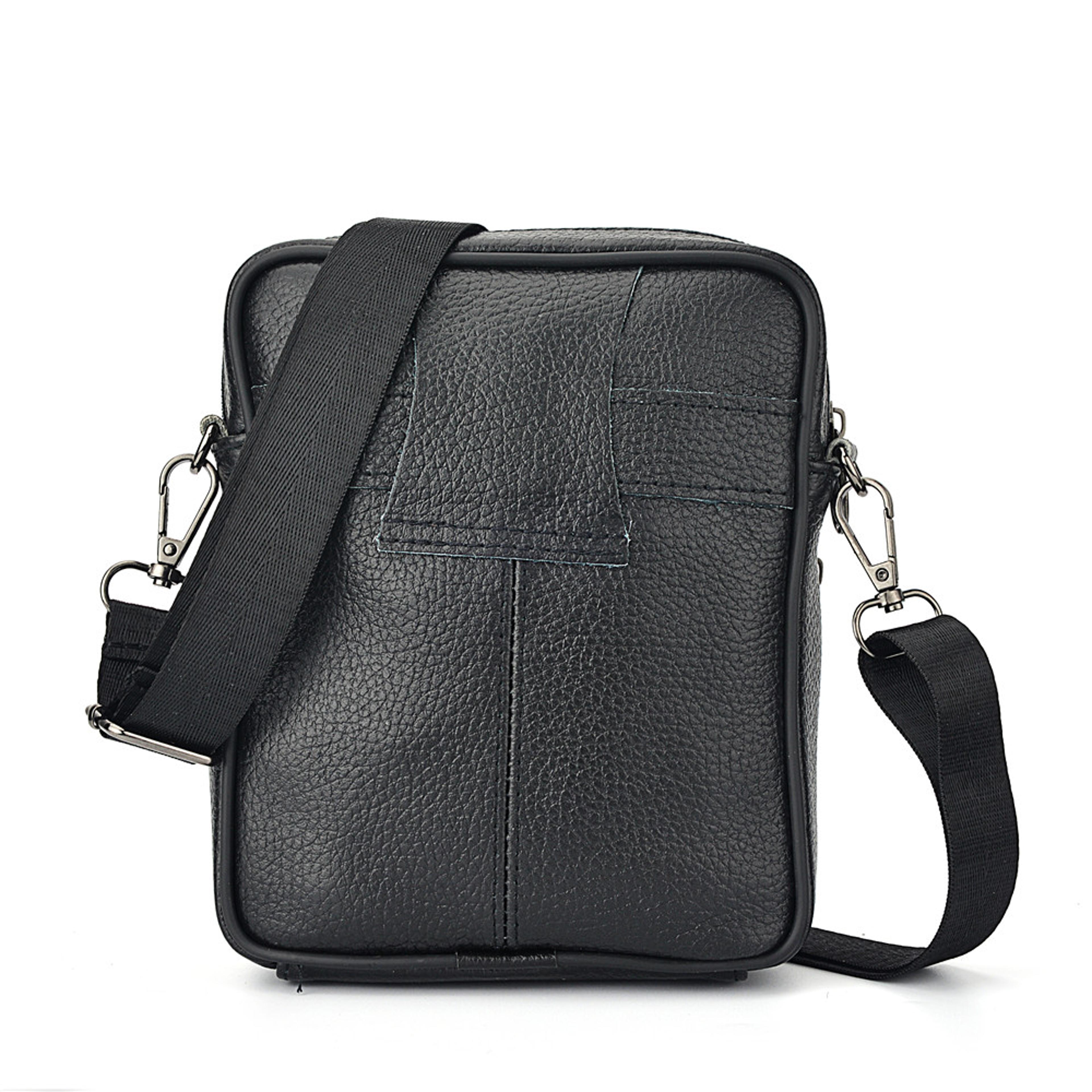 High Quality Zipper Pocket Mens Genuine Leather Crossbody Bag Retro Business Messenger Bag For Men 2