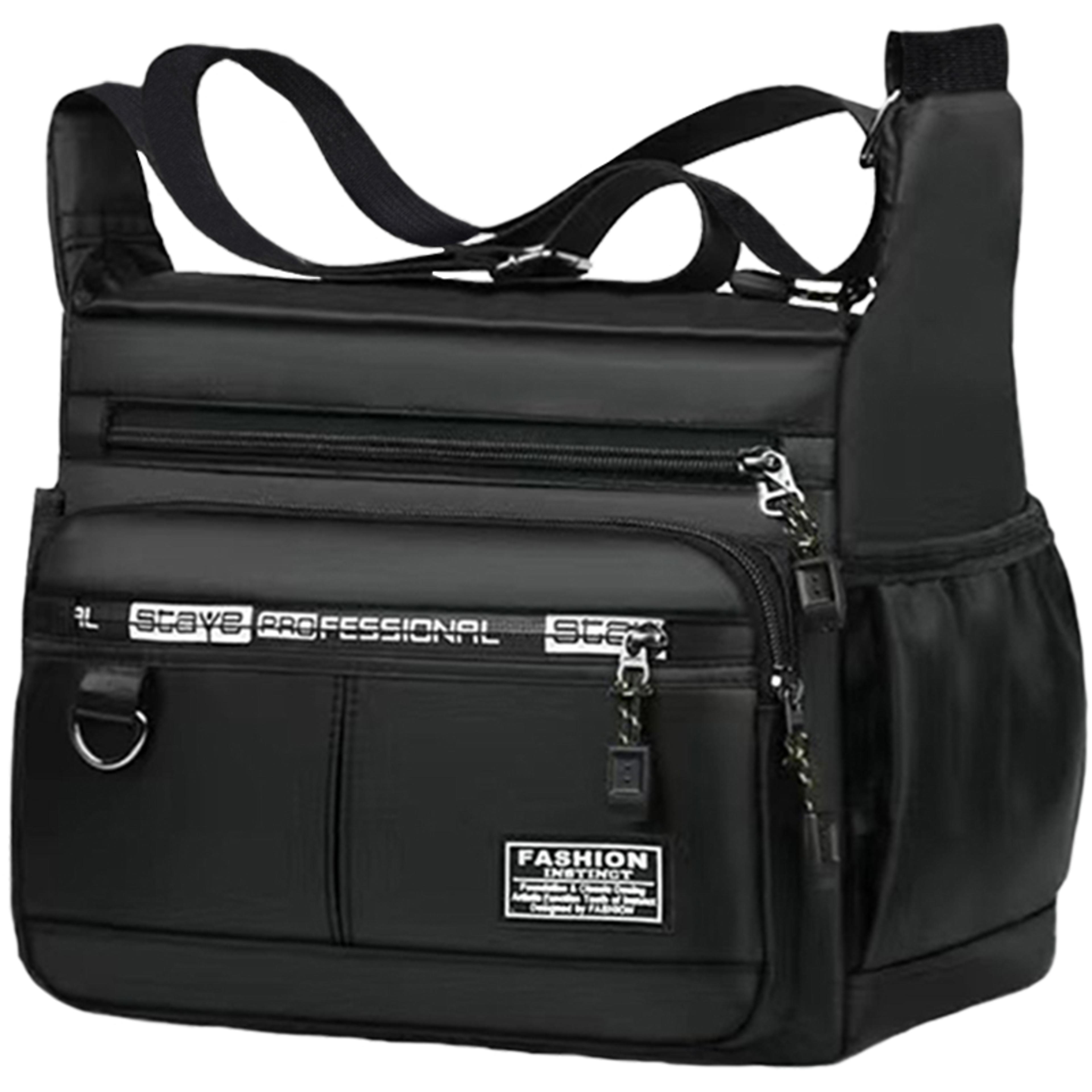 Business SingleShoulder Bag Mens CrossBody Bag With MultiLayered Pockets Adjustable Shoulder Strap 8