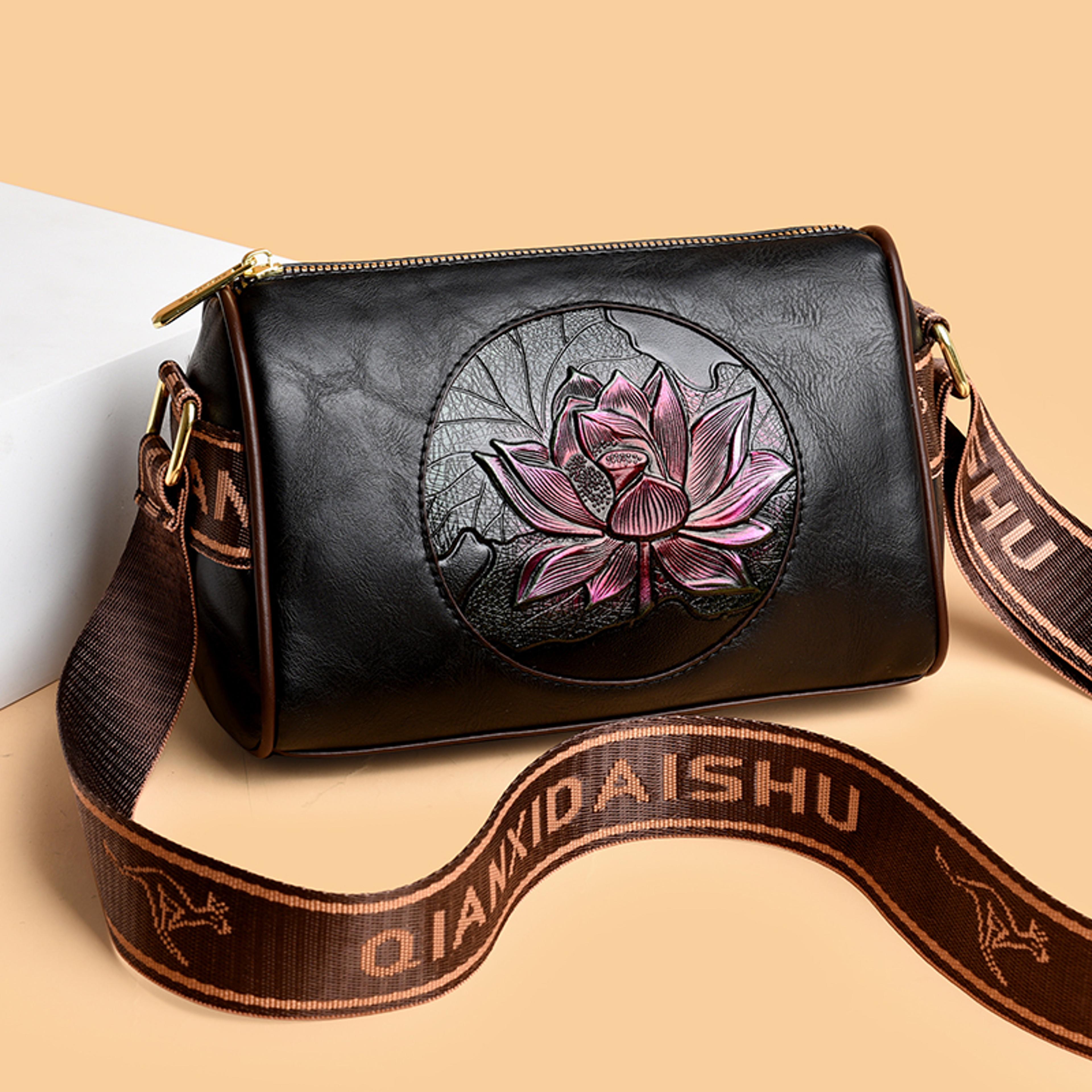 Soft Leather Shoulder Crossbody Handbag Casual Womens Messenger Bag New Fashion Print Tote For Ladi 2