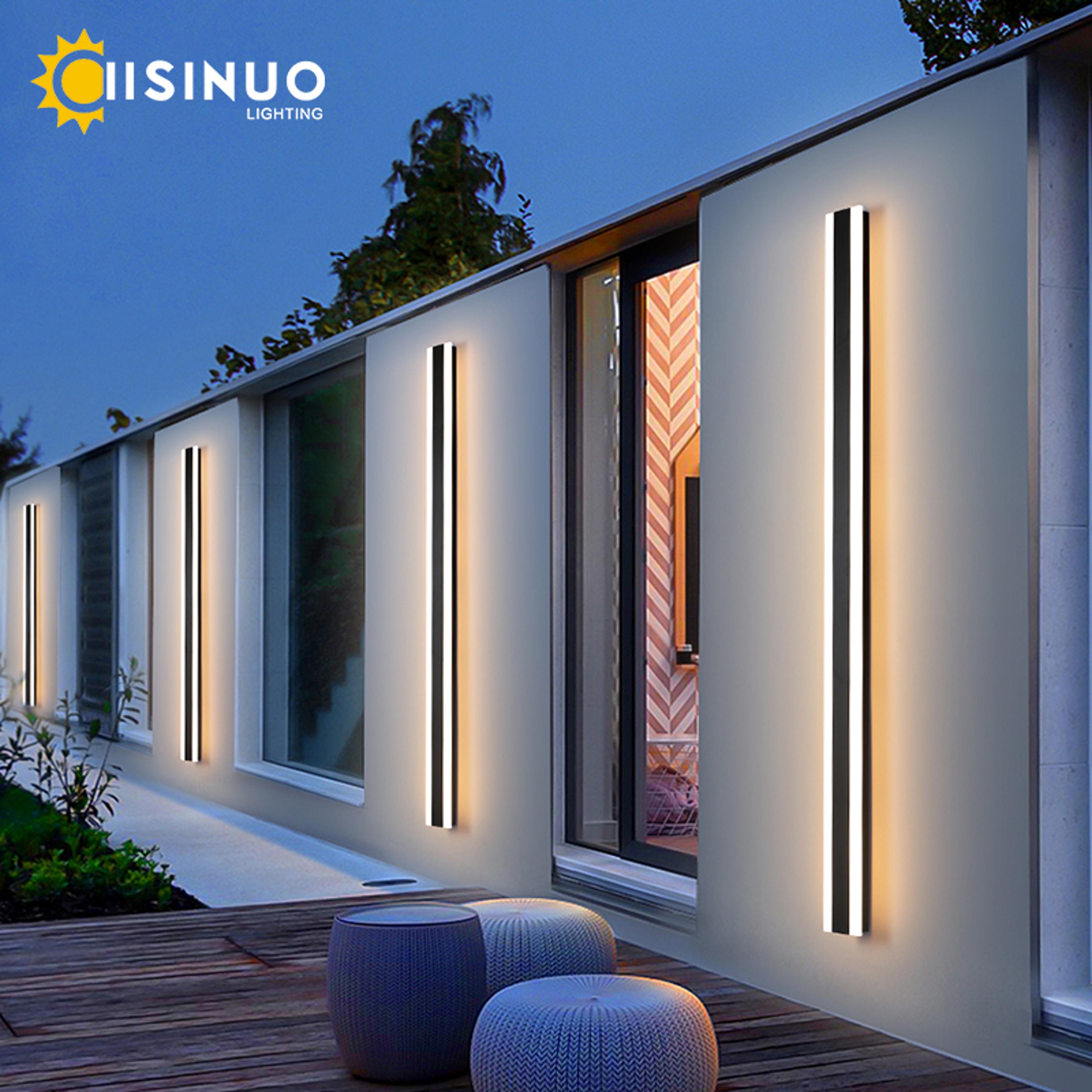 aluminum modern waterproof outdoor long strip led wall lamp, garden porch sconce light, stylish outdoor wall light