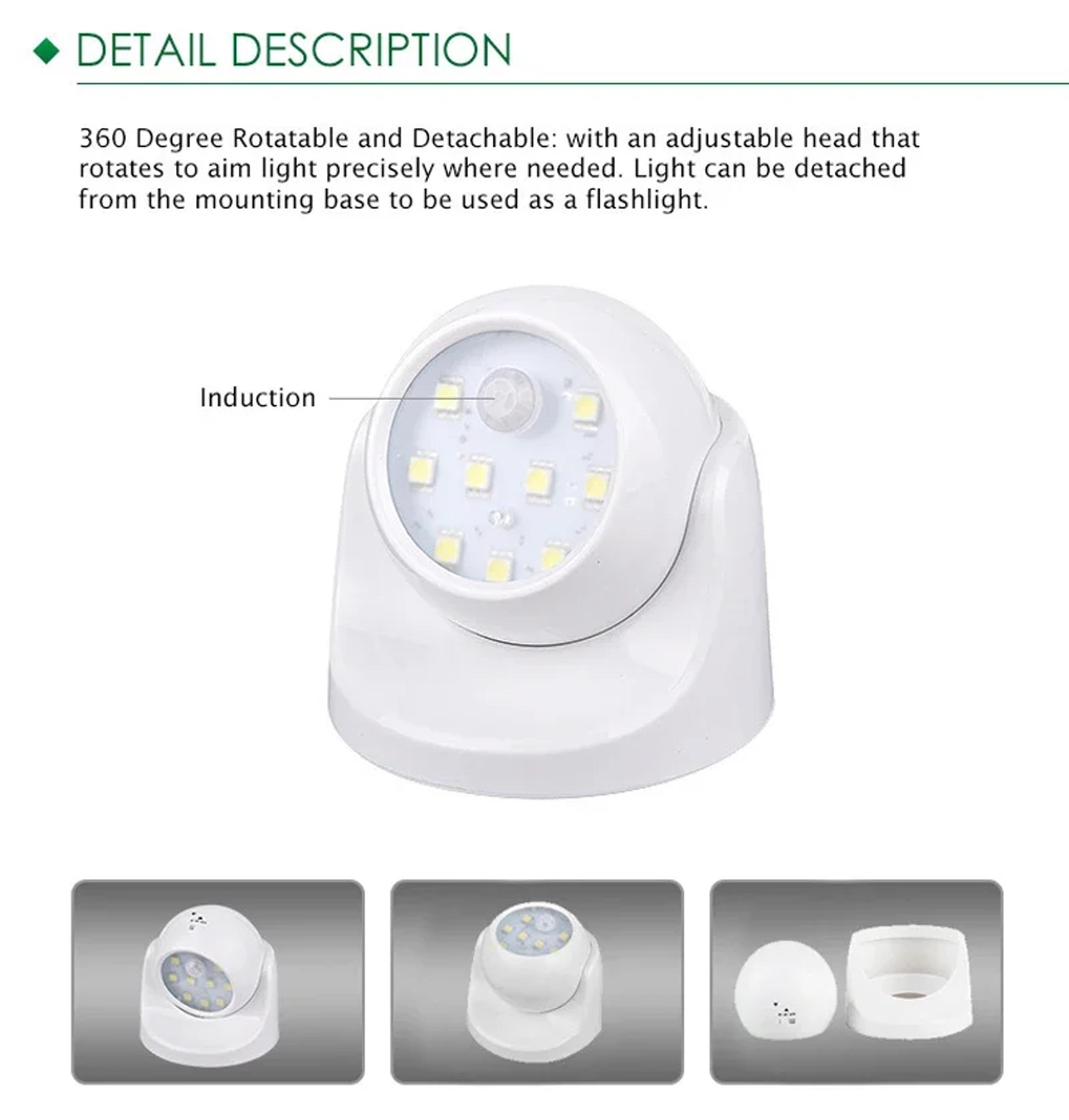 Wireless PIR Motion Sensor Light Battery Operated LED Spotlight Infrared Wall Lamp For Home Indoor  4