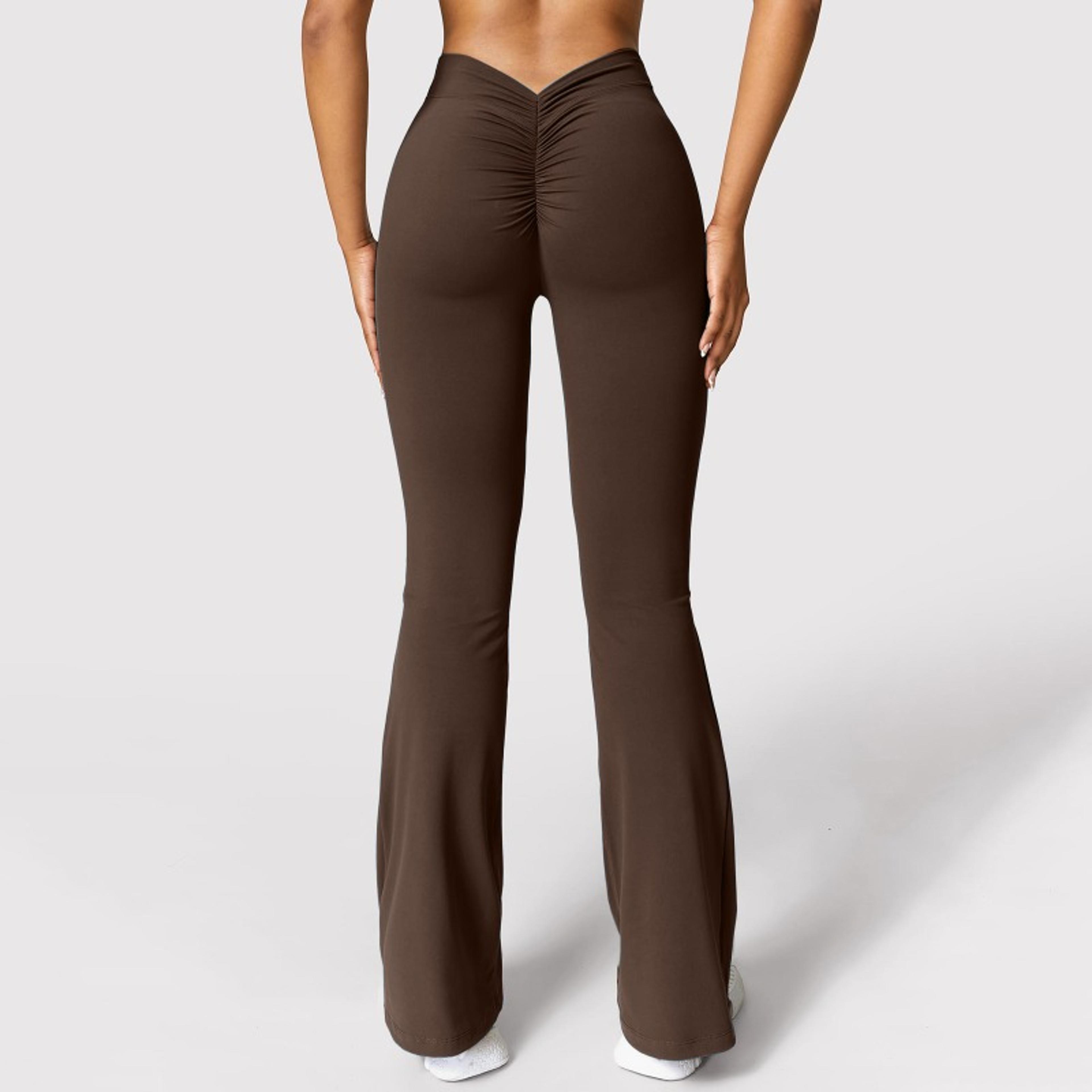 High Waist Push Up Butt Gym Pants Fashion Micro Horn Leggings Women Vback Waist Sports Pants 3