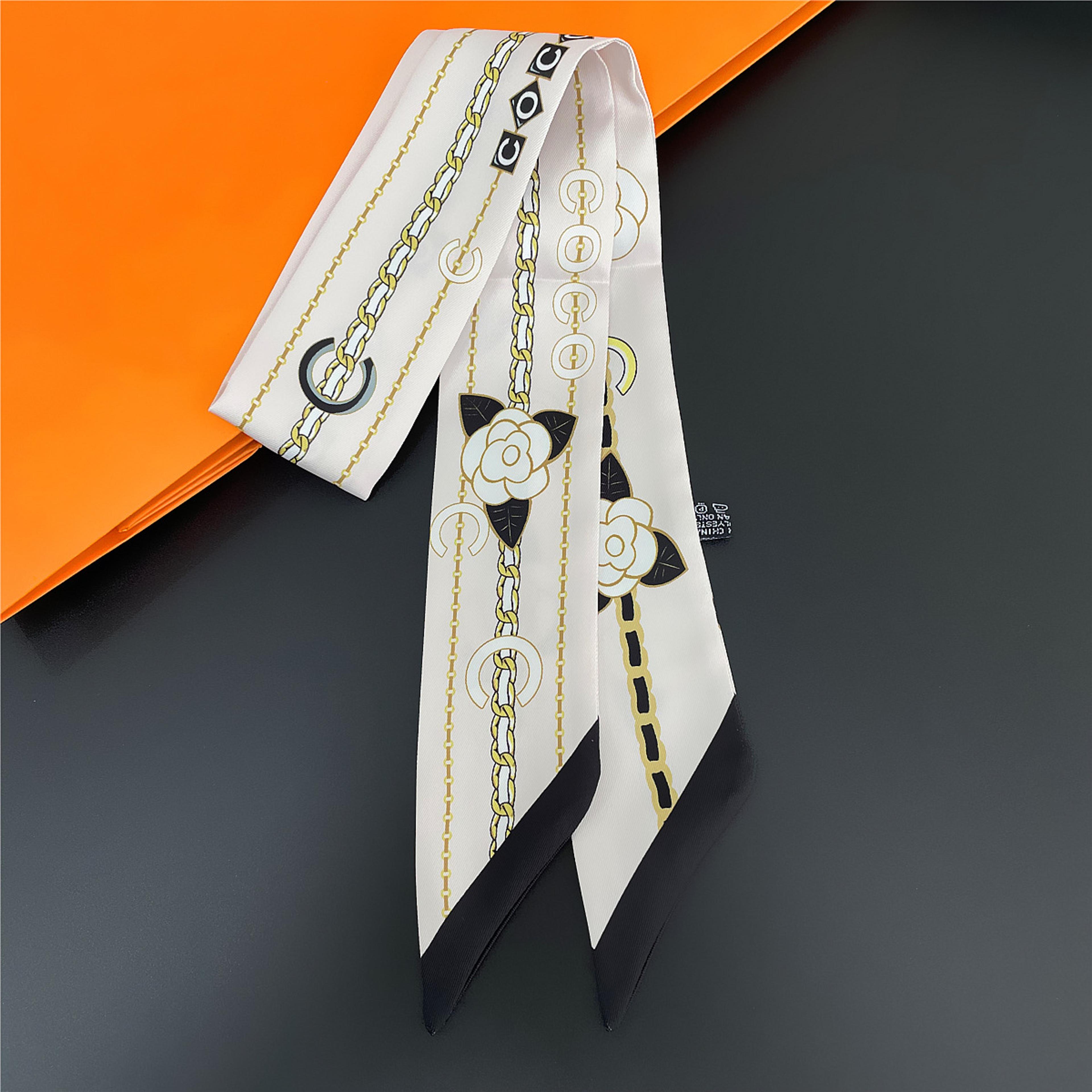 Womens Doublesided Twill Thin Ribbon Headband French Elegant Black And White Tied Handle Bag Long S
