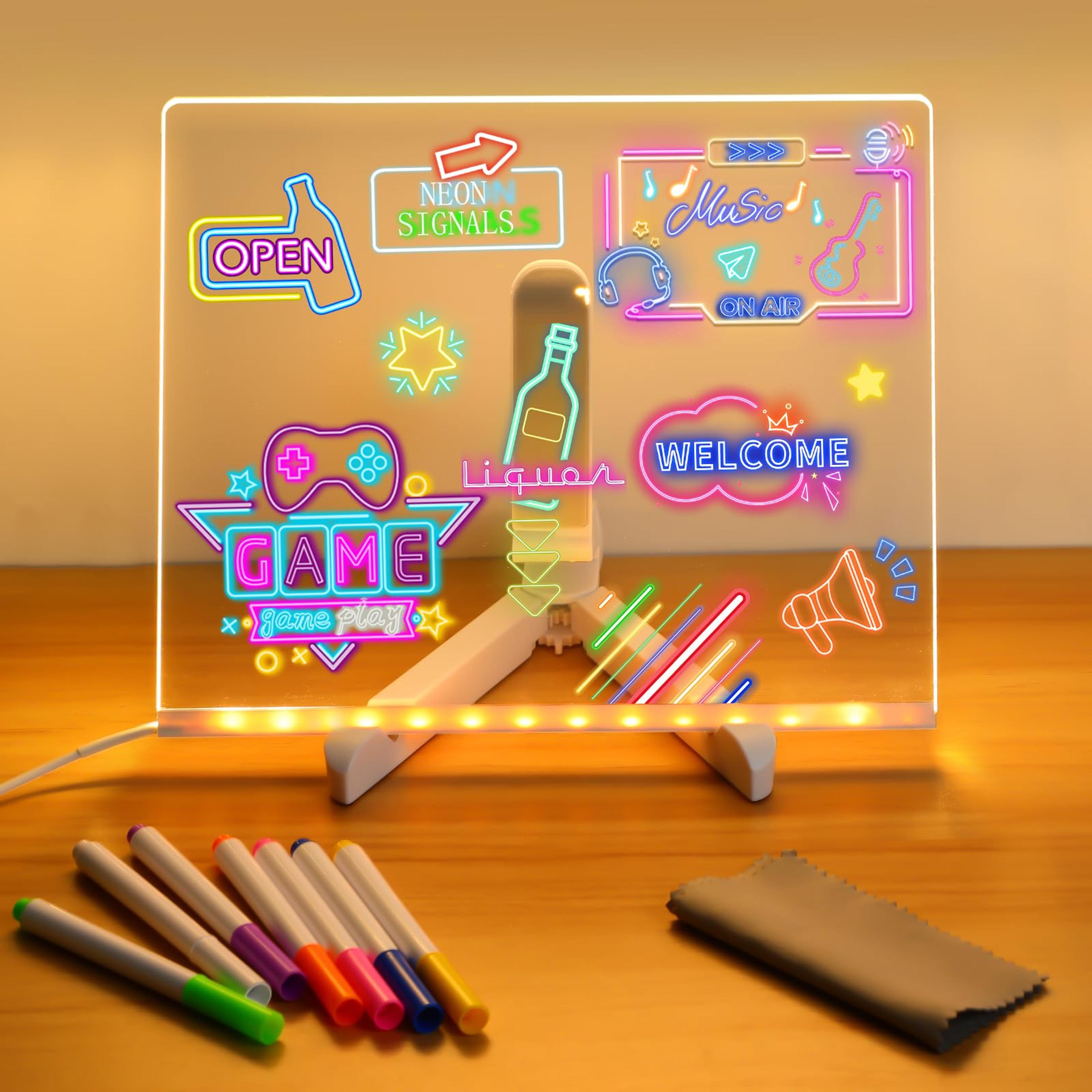 LED Note Board With Night Light Colorful DIY Acrylic Message Board Childrens Drawing Board Kids Bir