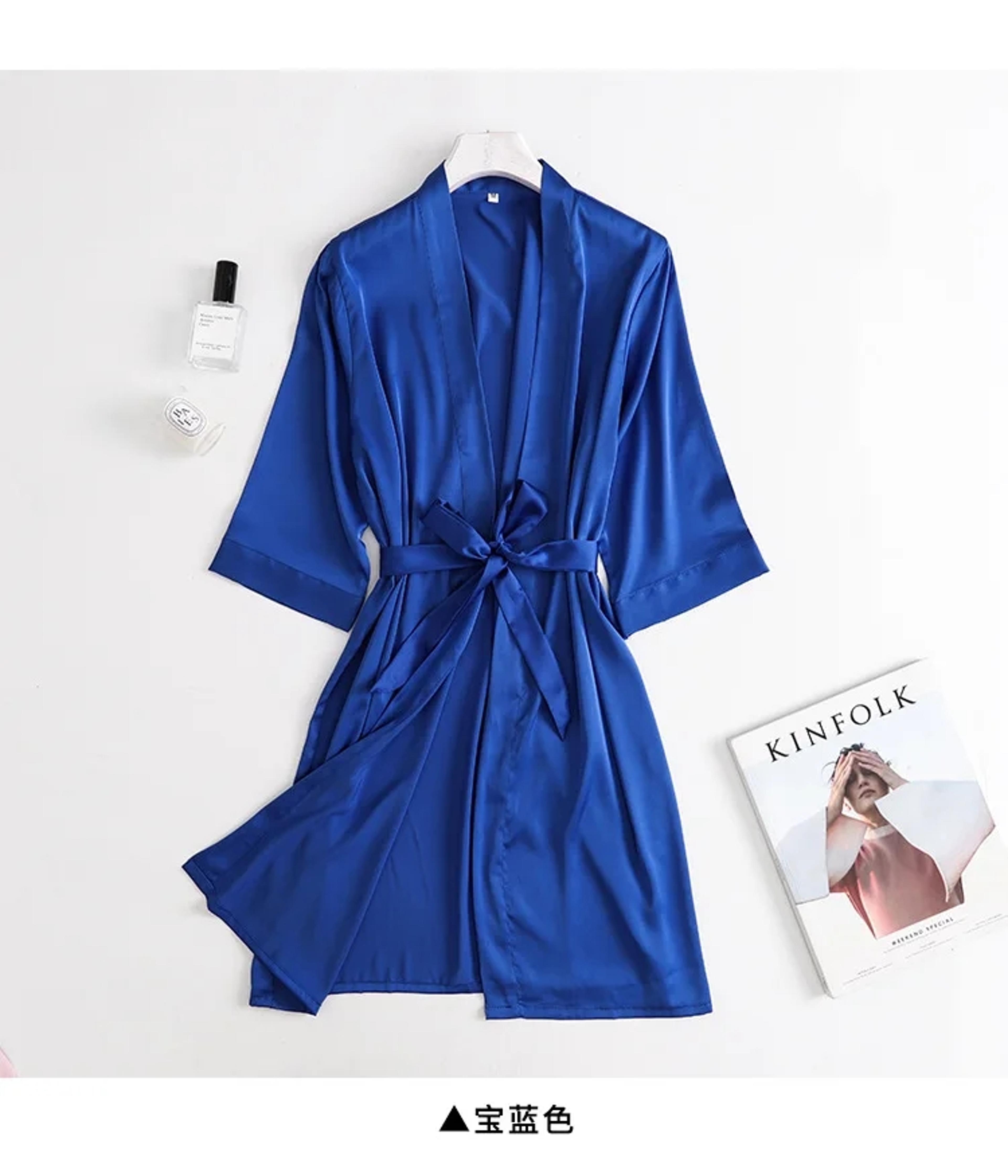 Silk Satin Women Wedding White Bride Robe Sleeve Morning Gown Loose Nightgown Kimono Bathrobe Sleep 4