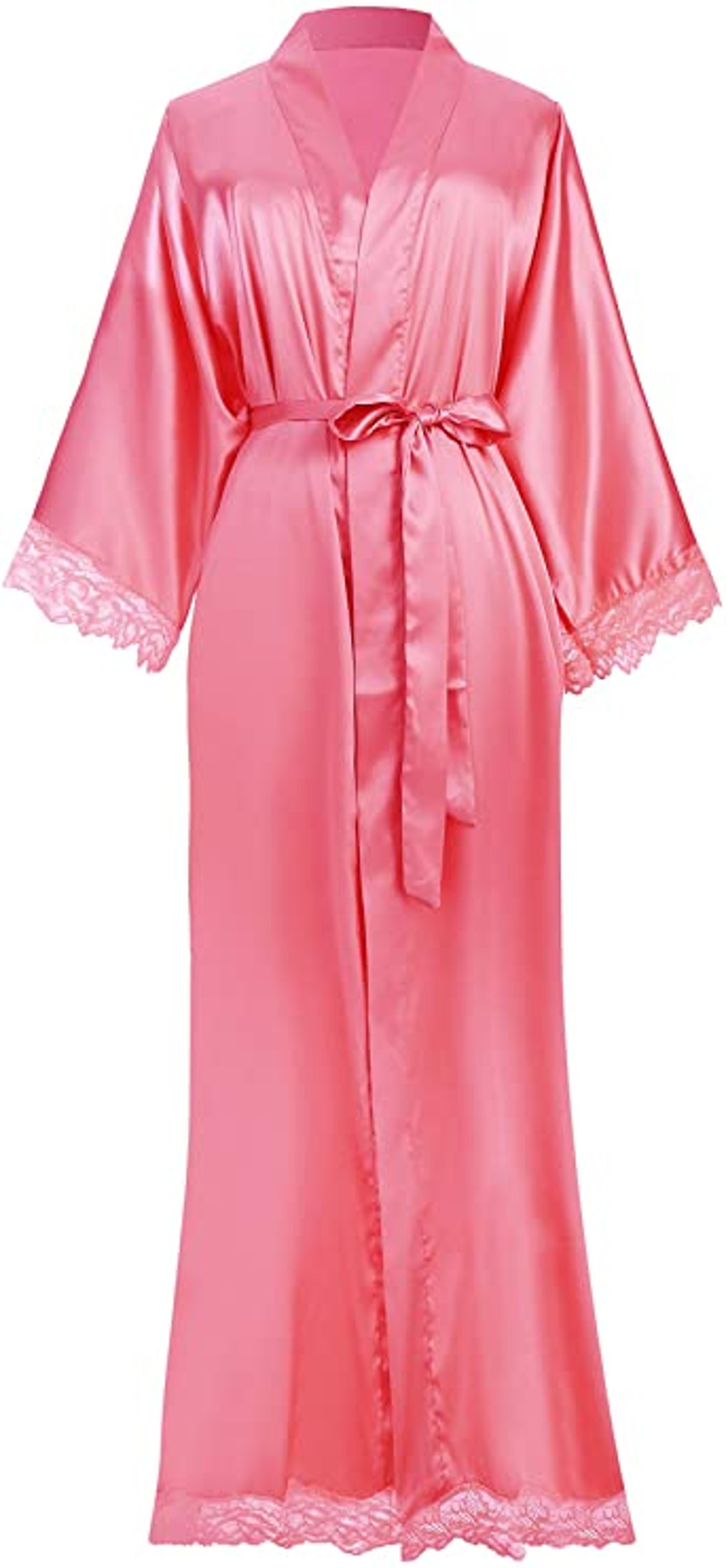 2019 New Silk Satin Lace Robes Bridesmaid Bride Robes Wedding Long Robe Bathrobe Womens Robe Linger 6