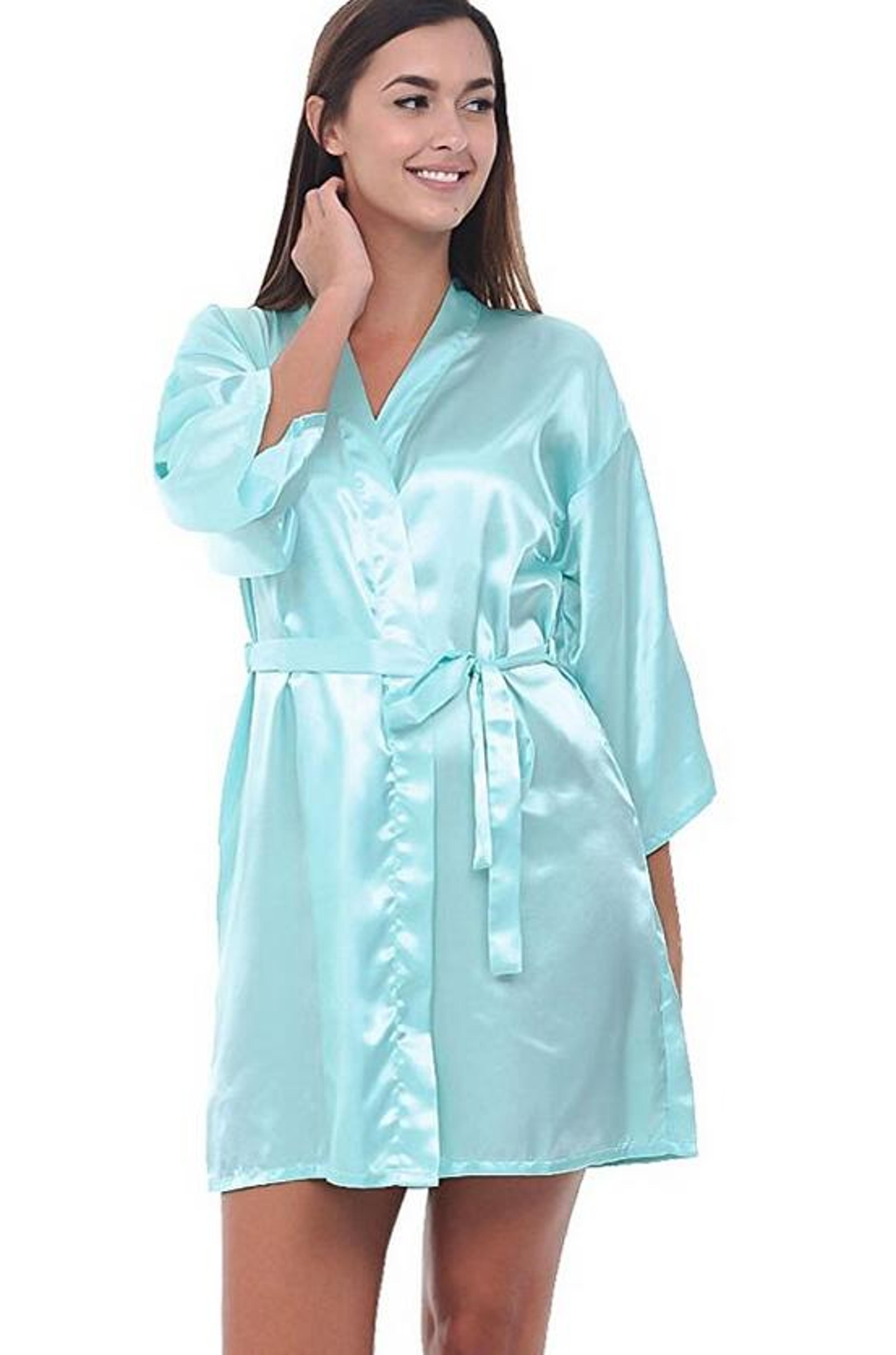 Sexy Women Silk Satin Short Night Robe Solid Kimono Fashion Bathrobe Wedding Bridesmaid Peignoir Fe 9