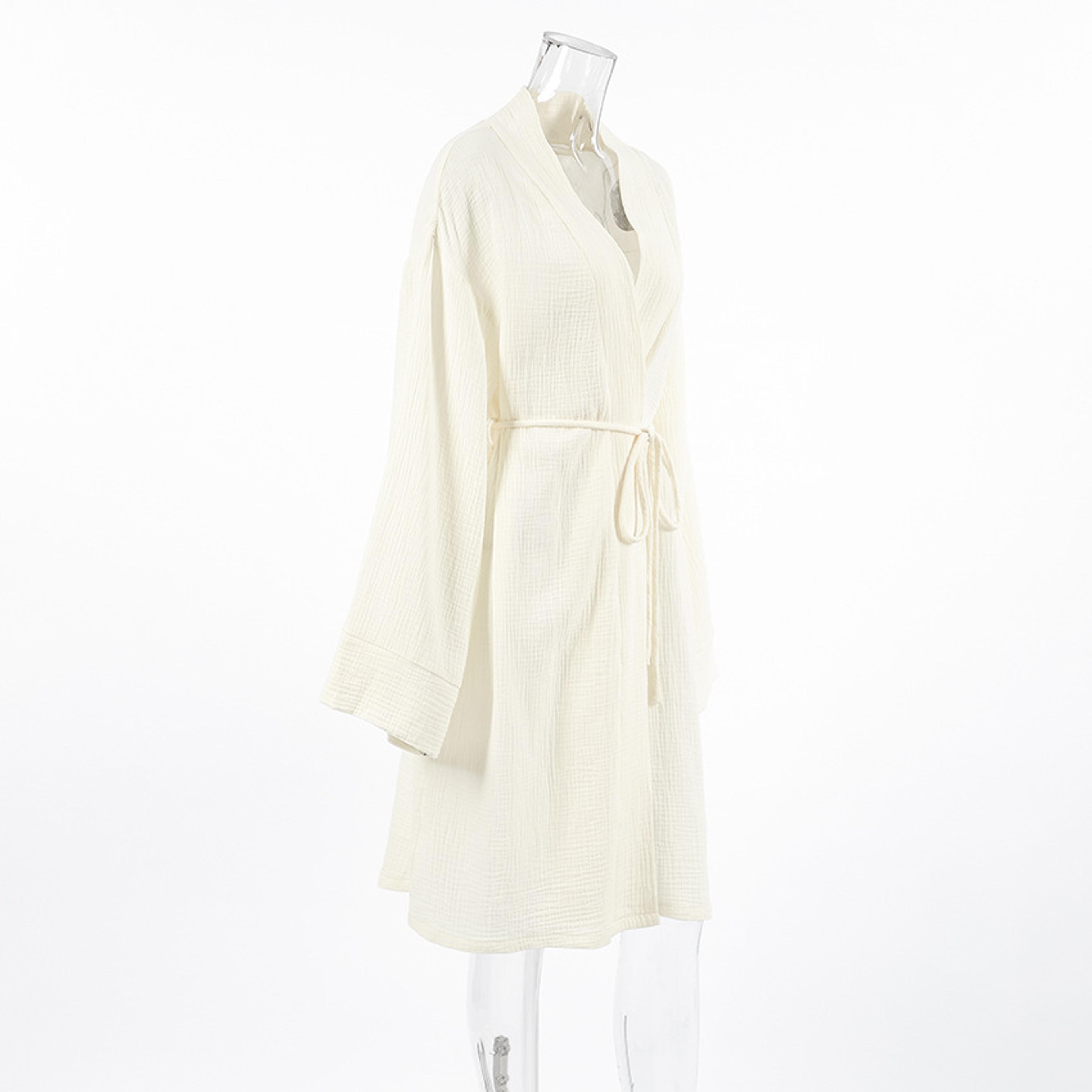 Cotton Womens Nightgown Gown Robe Spring Summer Long Sleeve Cardigan Gown Morning Pajamas For Home  5