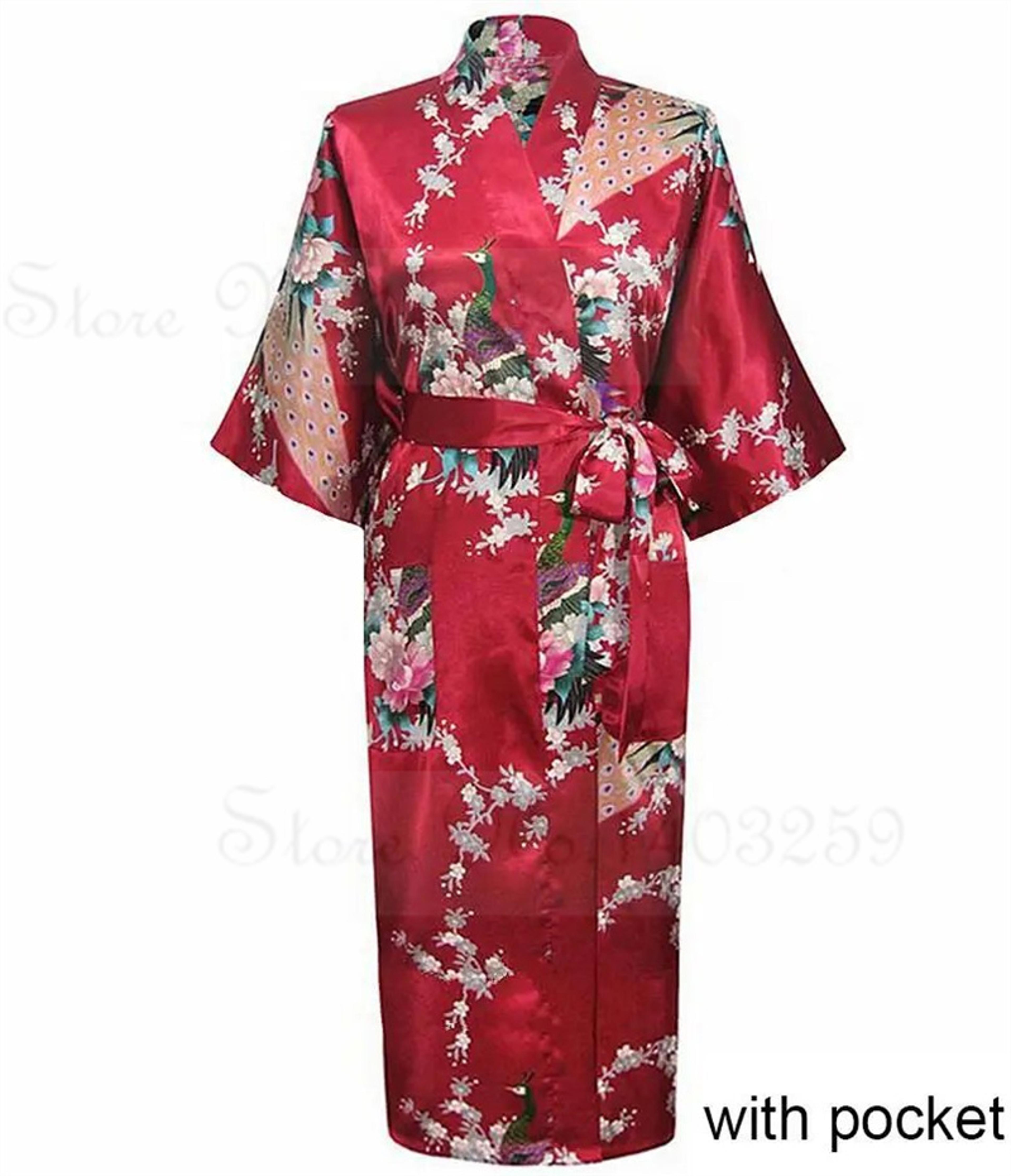Women Satin Long Robe Sexy Wedding Bride Bridesmaid Gown Oversize Bathrobe With Pockets Loungewear  5