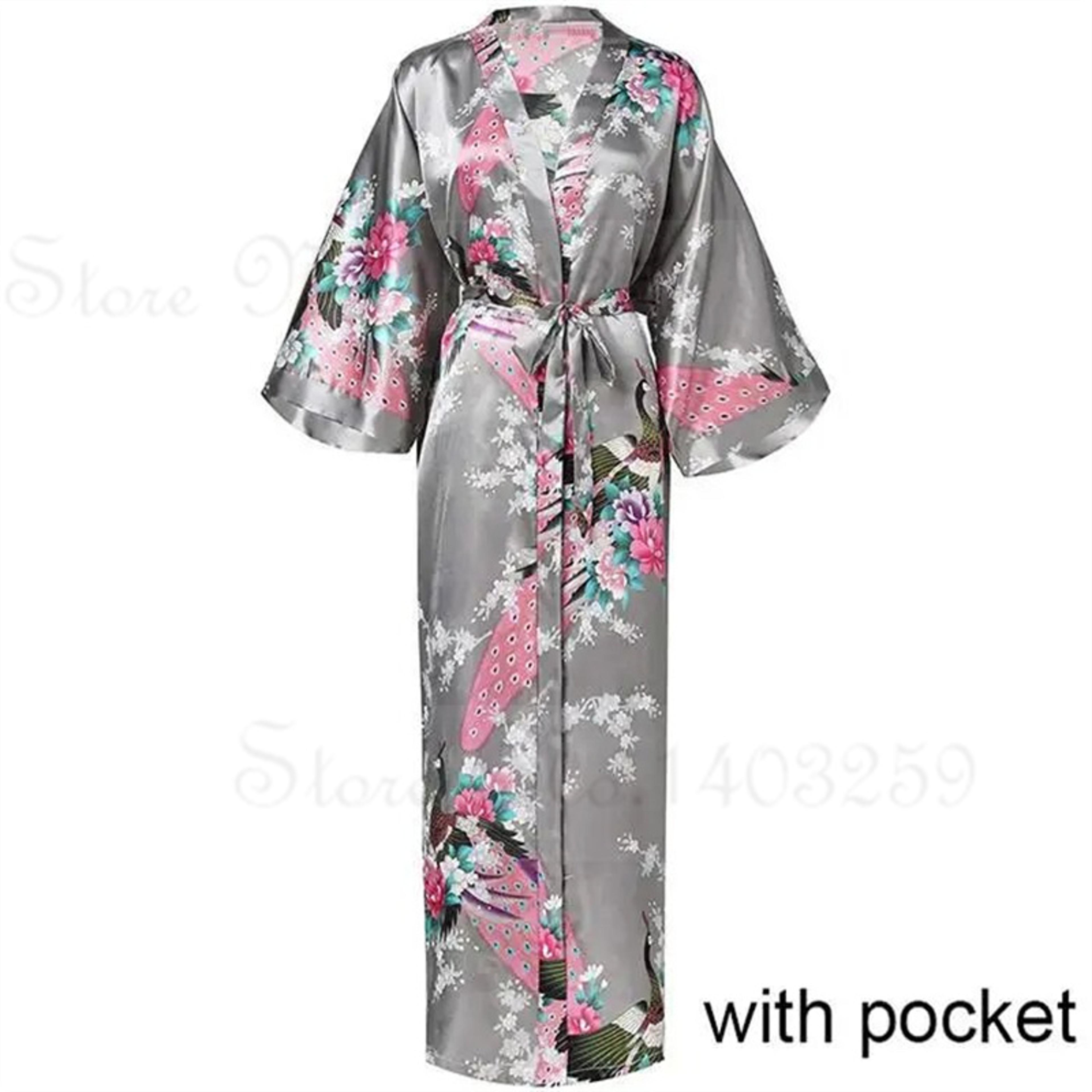 Women Satin Long Robe Sexy Wedding Bride Bridesmaid Gown Oversize Bathrobe With Pockets Loungewear  6