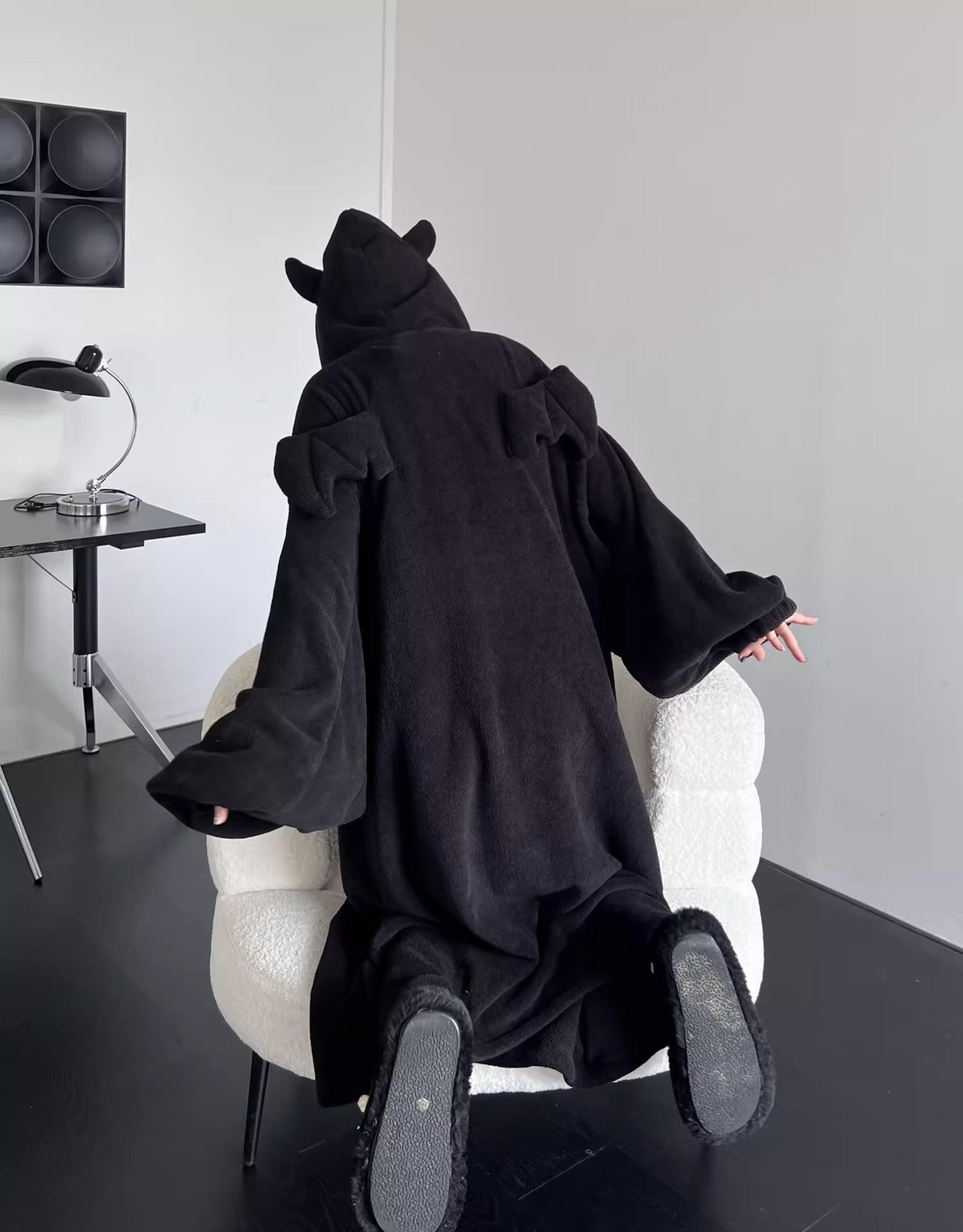Cozy OnePiece Sleepwear Solid Color Loose Homewear Thickened Padded Pajamas Oversized Hooded Couple 3