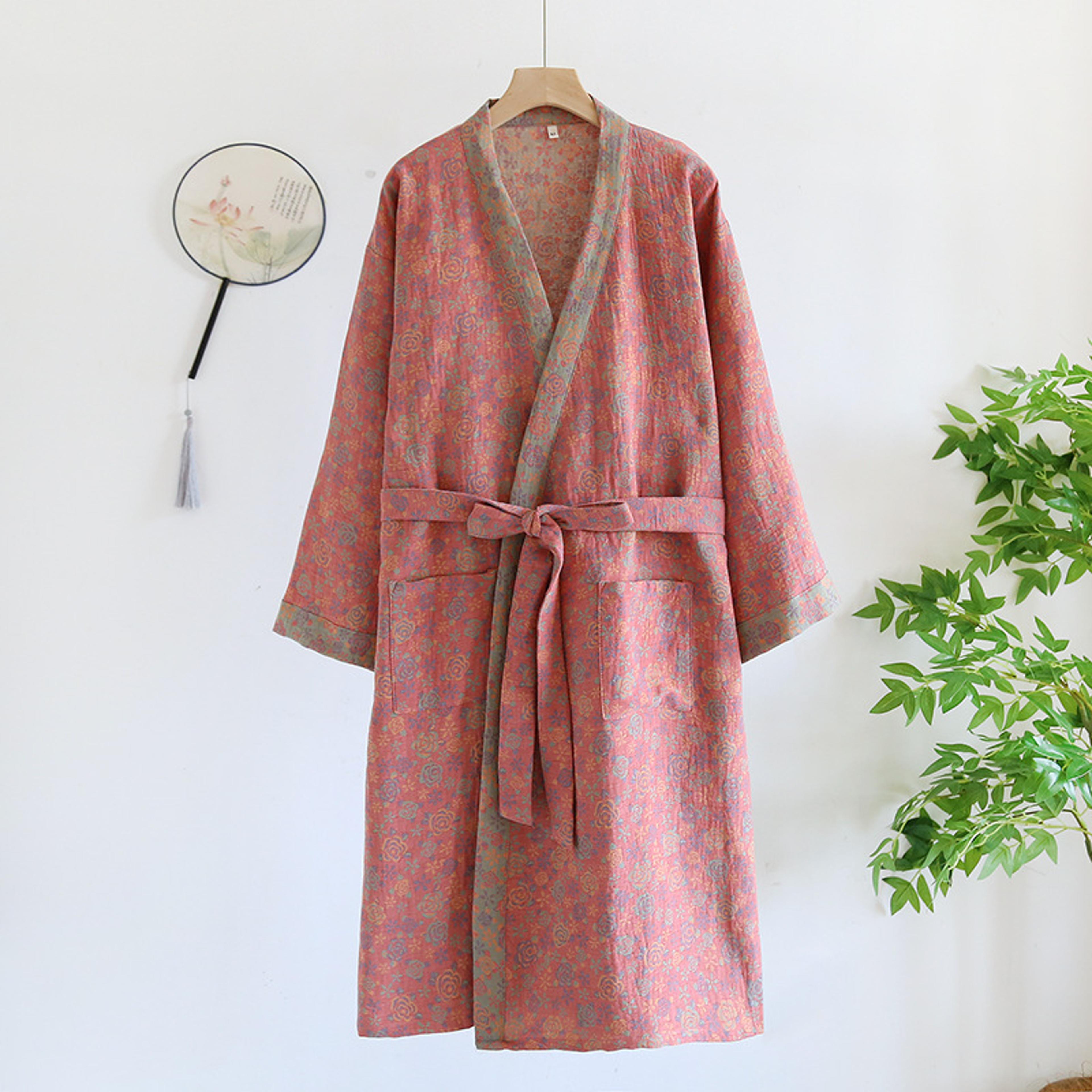 Cotton Loose Home Sleepwear Robes With Belt Multi Colors Bathrobe Womens Pajamas Clothing For Sprin 6