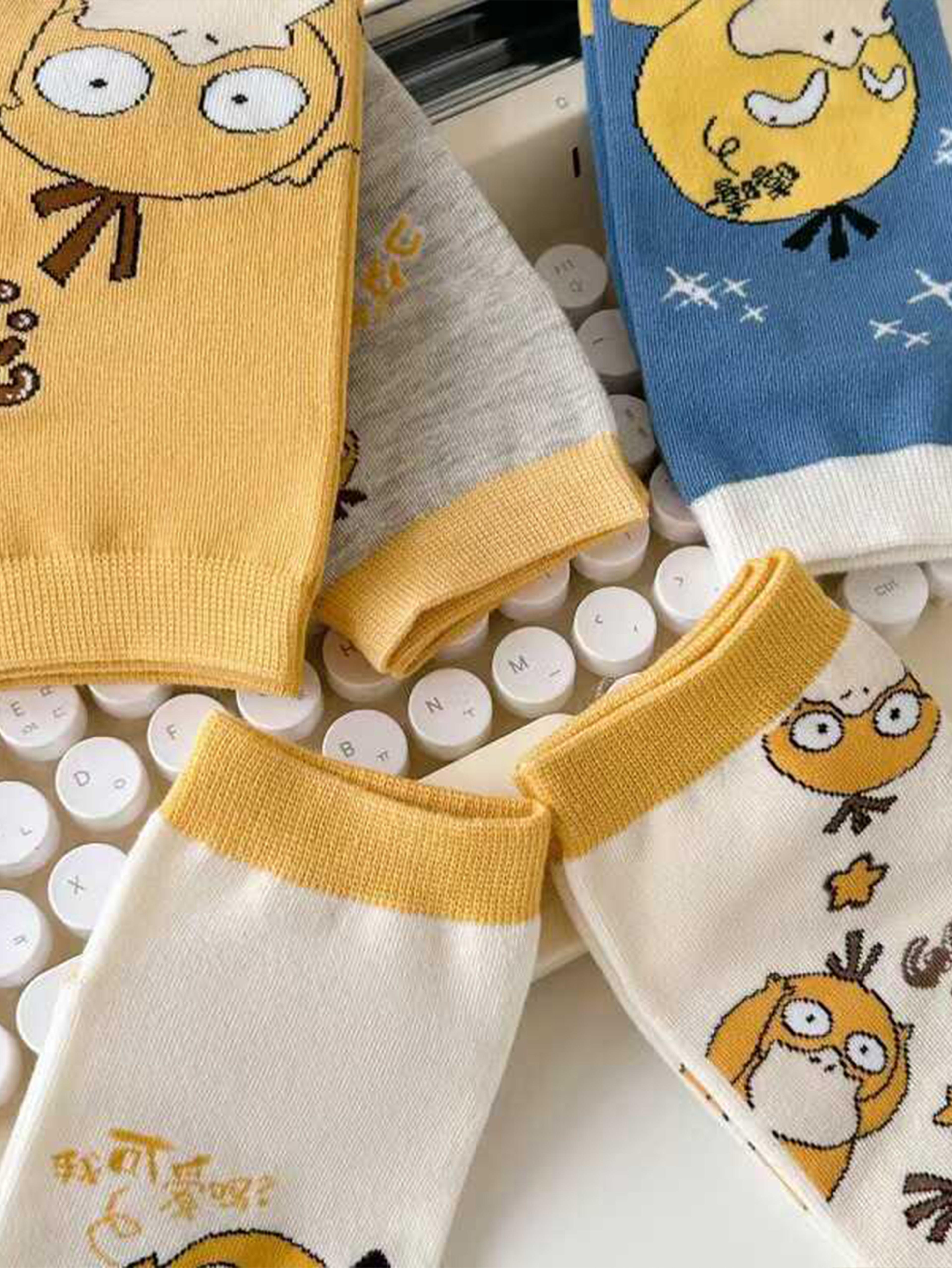 Versatile Sweet And Cute Psyduck Casual Socks Fashion Cartoon Anime Design Outdoor Short Socks For  4