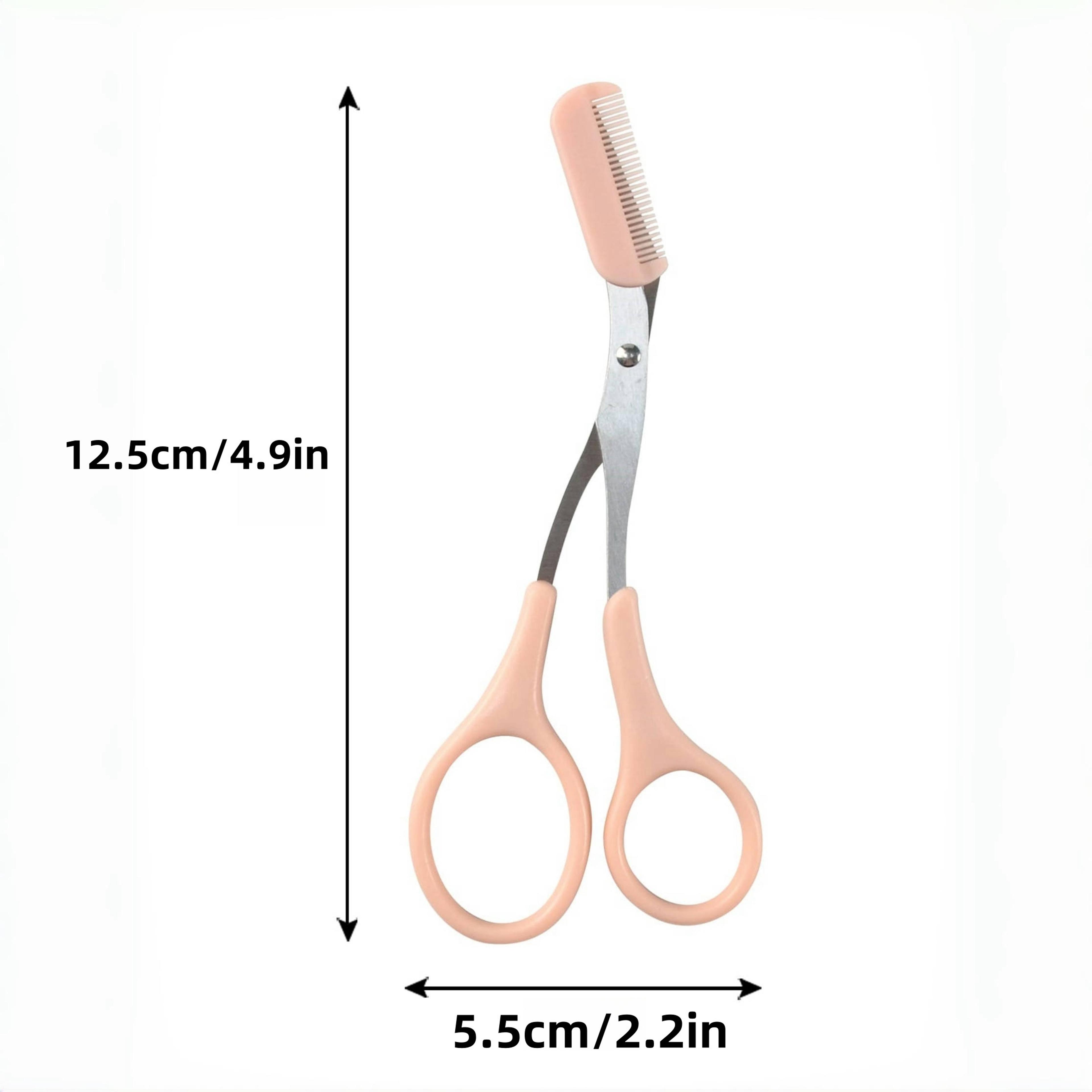 Precise Grooming Tool For Perfect Eyebrows Pink Eyebrow Trimming Scissors With Builtin Comb Stainle 3
