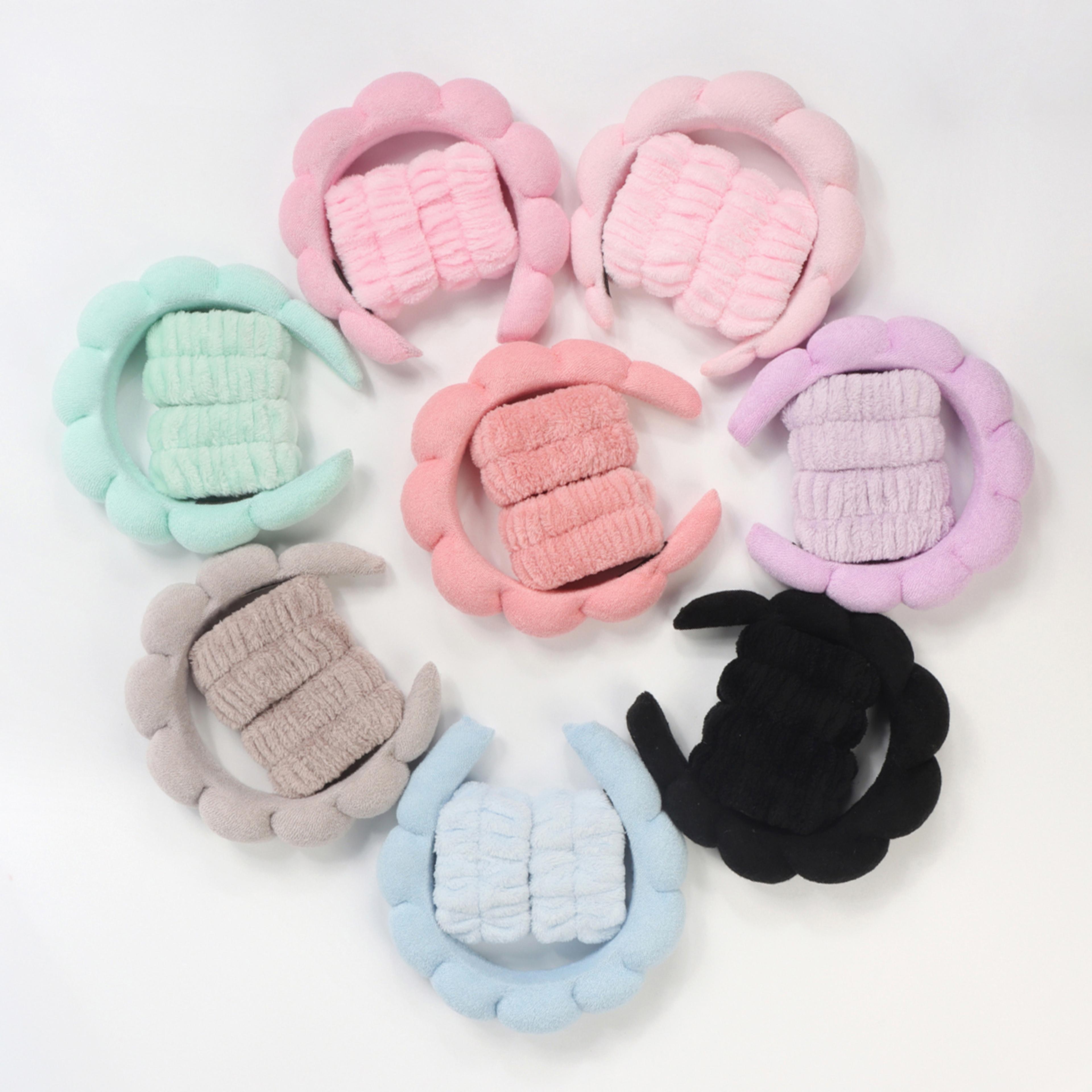 Puffy Headband For Washing Face Makeup Fashion Microfiber Scrunchies Spa Bubble Headband For Shower 1