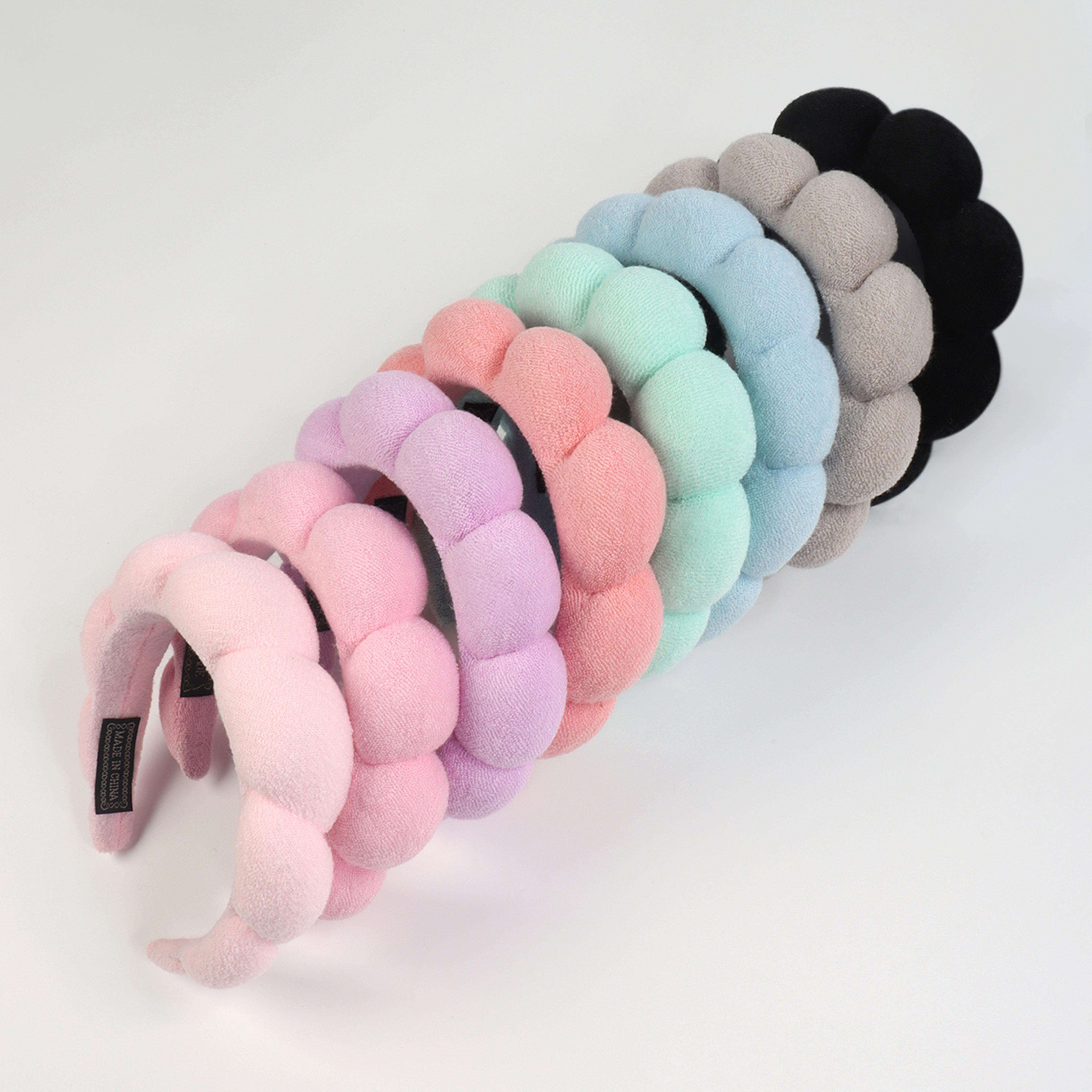 Puffy Headband For Washing Face Makeup Fashion Microfiber Scrunchies Spa Bubble Headband For Shower 3