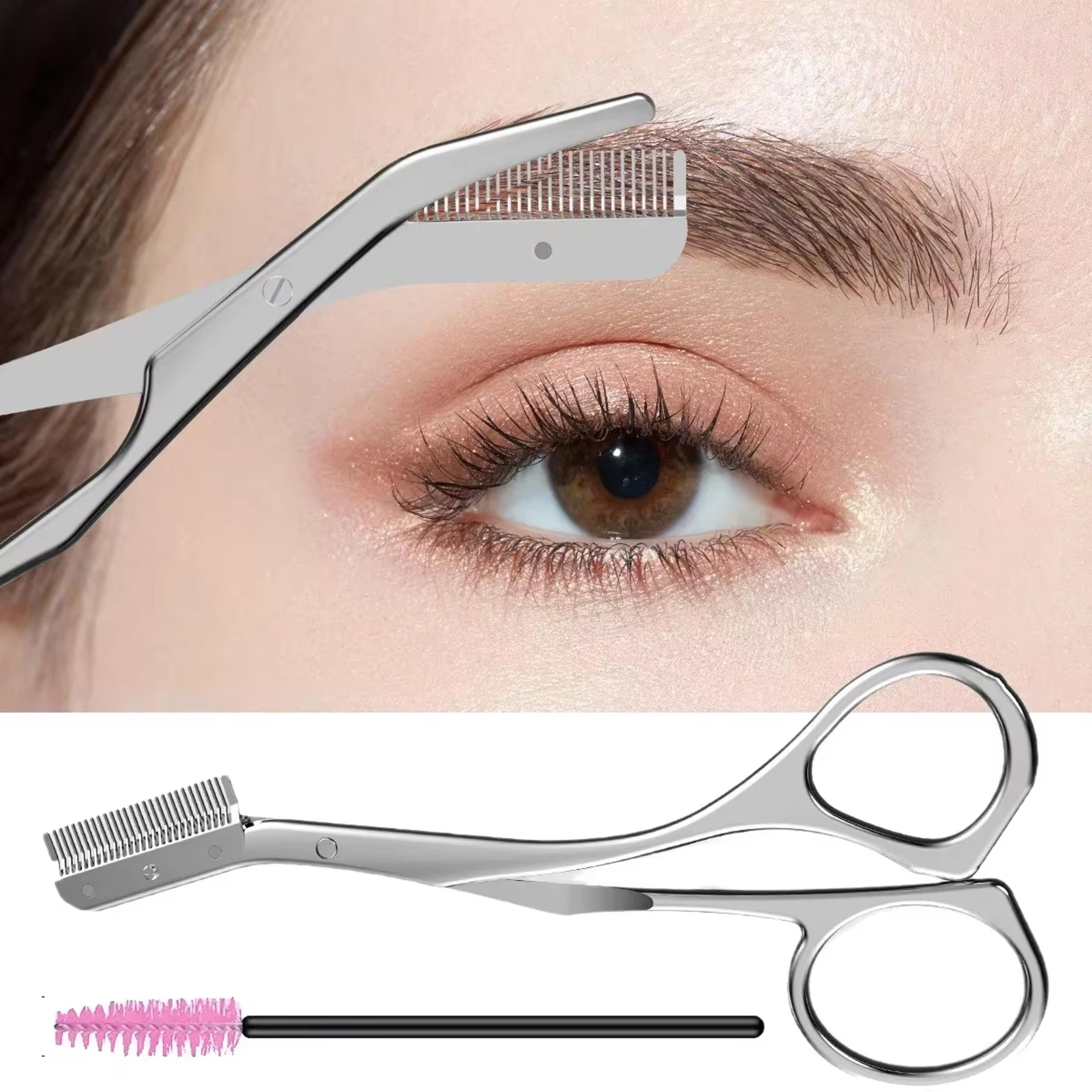 high-quality stainless steel eyebrow scissors with comb, eyebrow trimming knife, makeup scissors, hair remover shaver