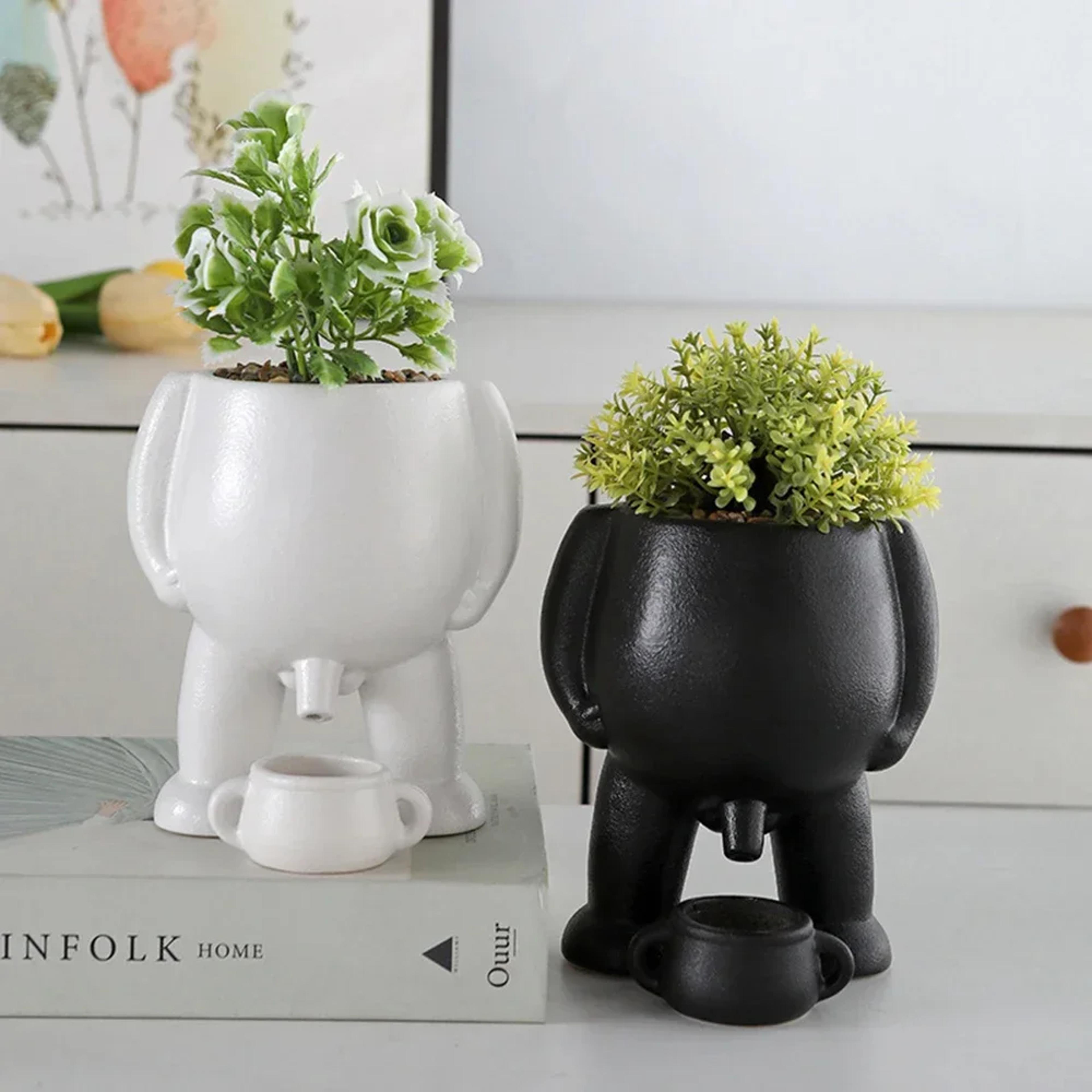 Light Luxury Succulent Ceramic Flowerpot Human Creative Desktop Planter Simple Decorative Flowerpot 1