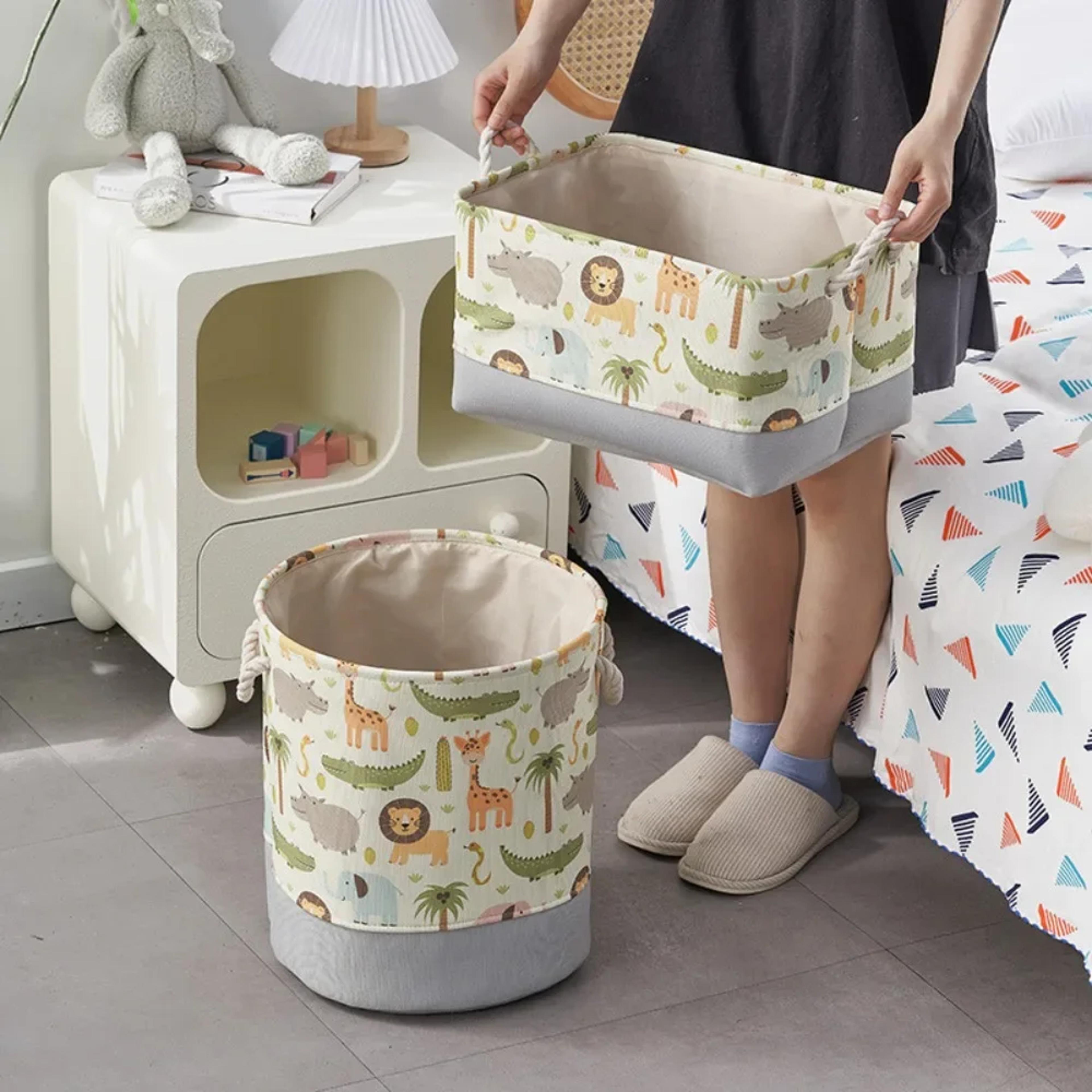 Toys Storage Baskets Collapsible Convenient Storage Basket Cartoon Print Thickened Fabric Drawstrin 4
