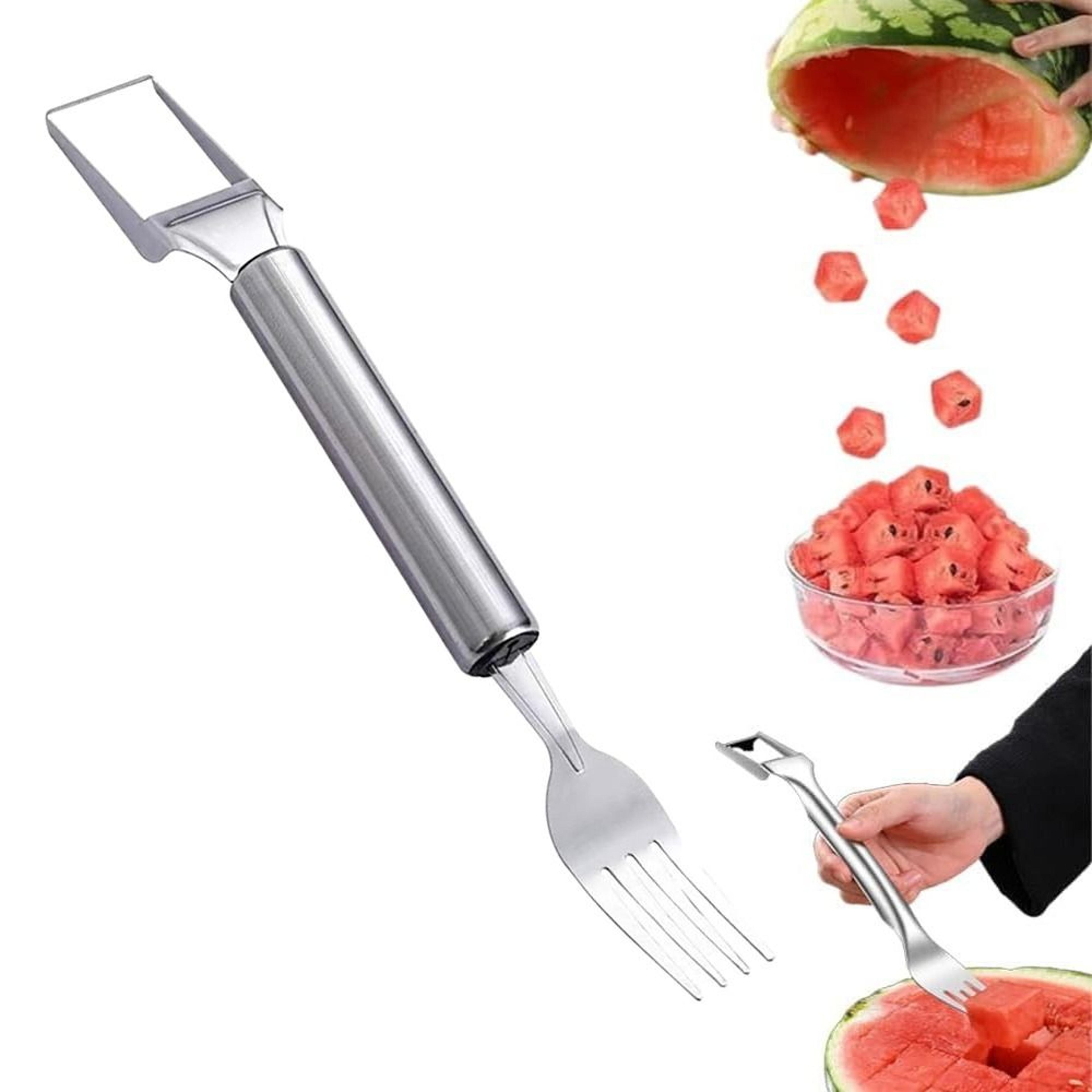 stainless steel fruit cutter, watermelon cutter dual head for professional slicing, smooth watermelon fork slicer