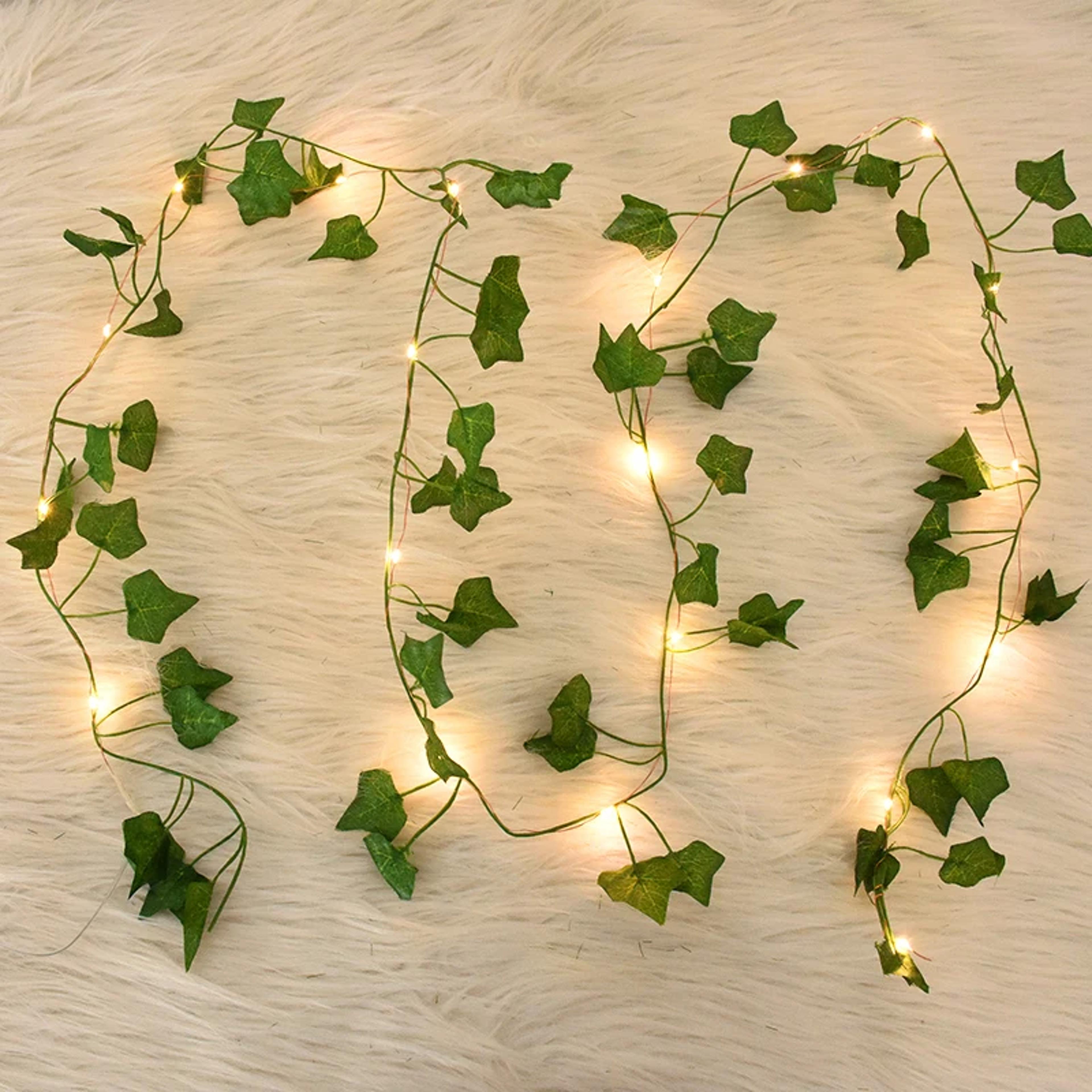 Green Leaf Ivy Vine LED String Lights Silk Leaves Fake Creeper Hanging Garland Artificial Plants De 2