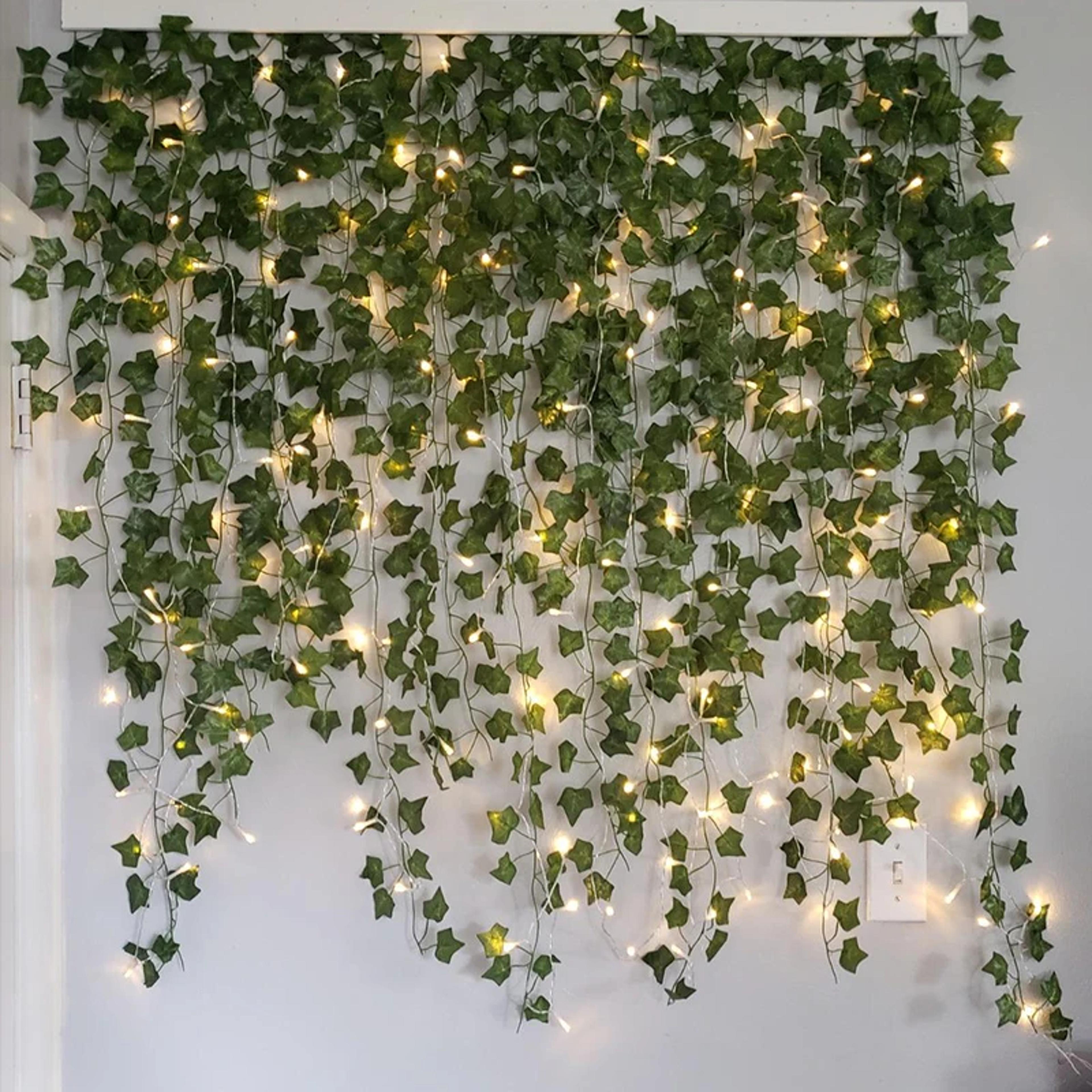 Green Leaf Ivy Vine LED String Lights Silk Leaves Fake Creeper Hanging Garland Artificial Plants De 3
