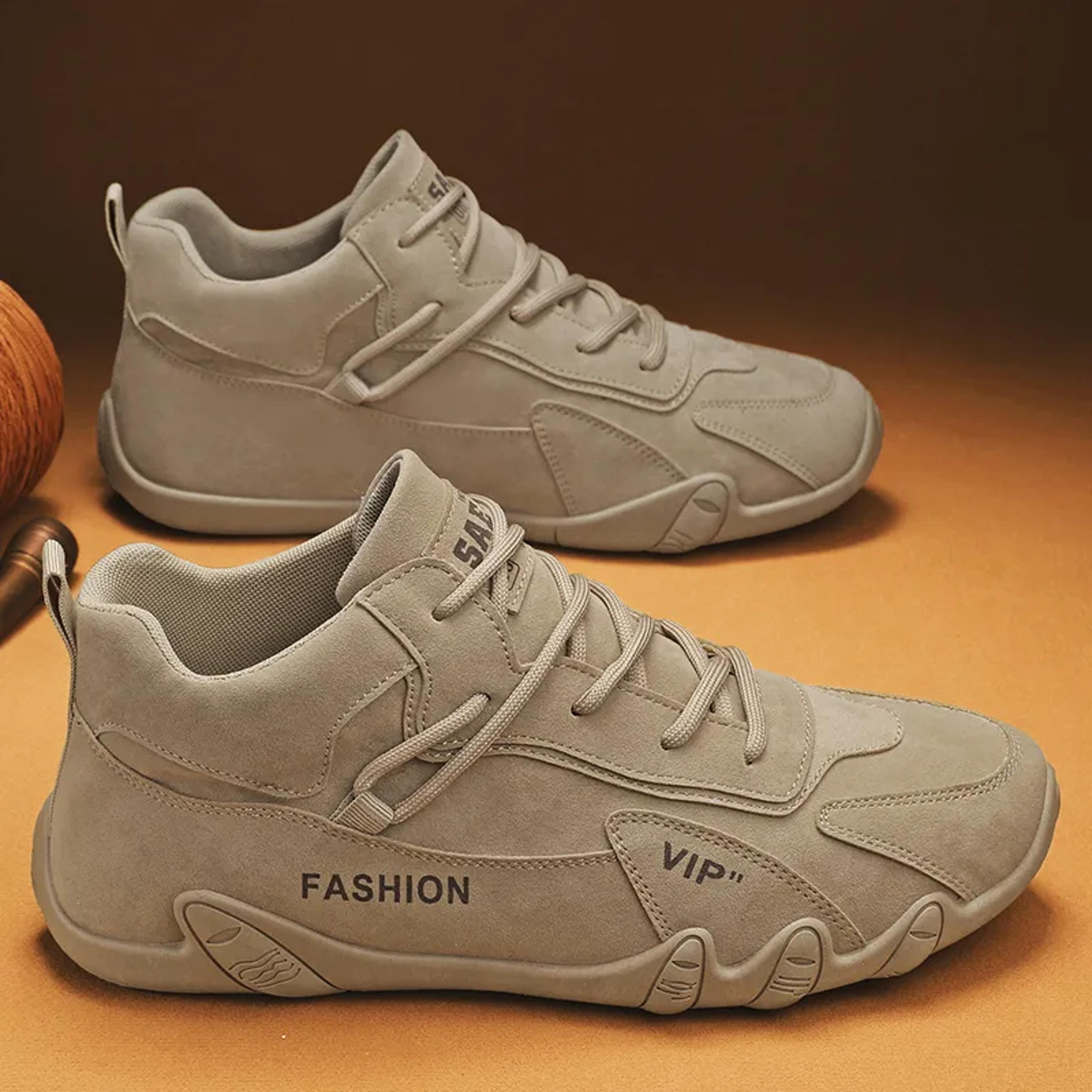 Casual Sneakers Non Slip Ankle Boots For Men Spring Khaki Work Mens Shoe Lace Up Short Boots Loafer 1