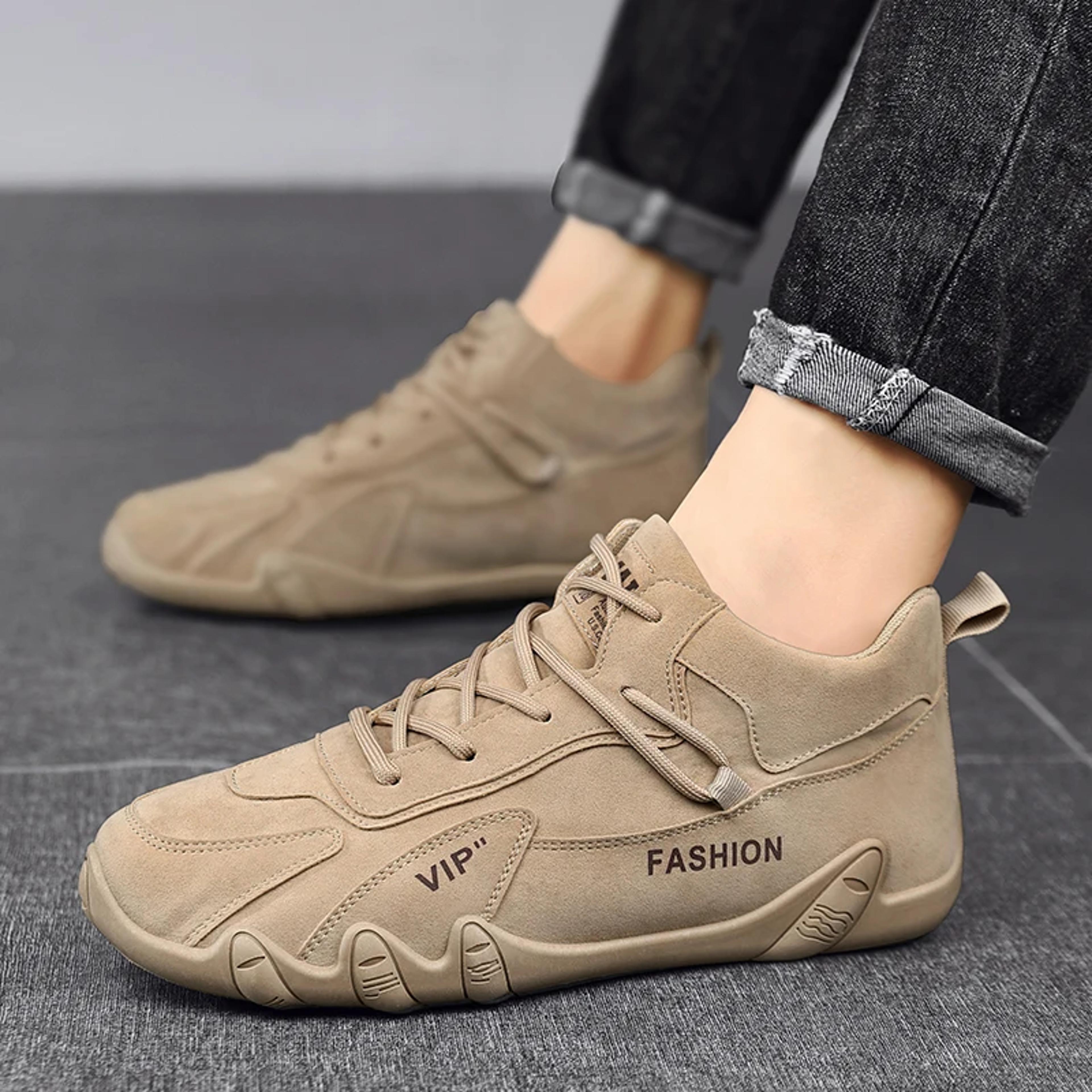 Casual Sneakers Non Slip Ankle Boots For Men Spring Khaki Work Mens Shoe Lace Up Short Boots Loafer 3