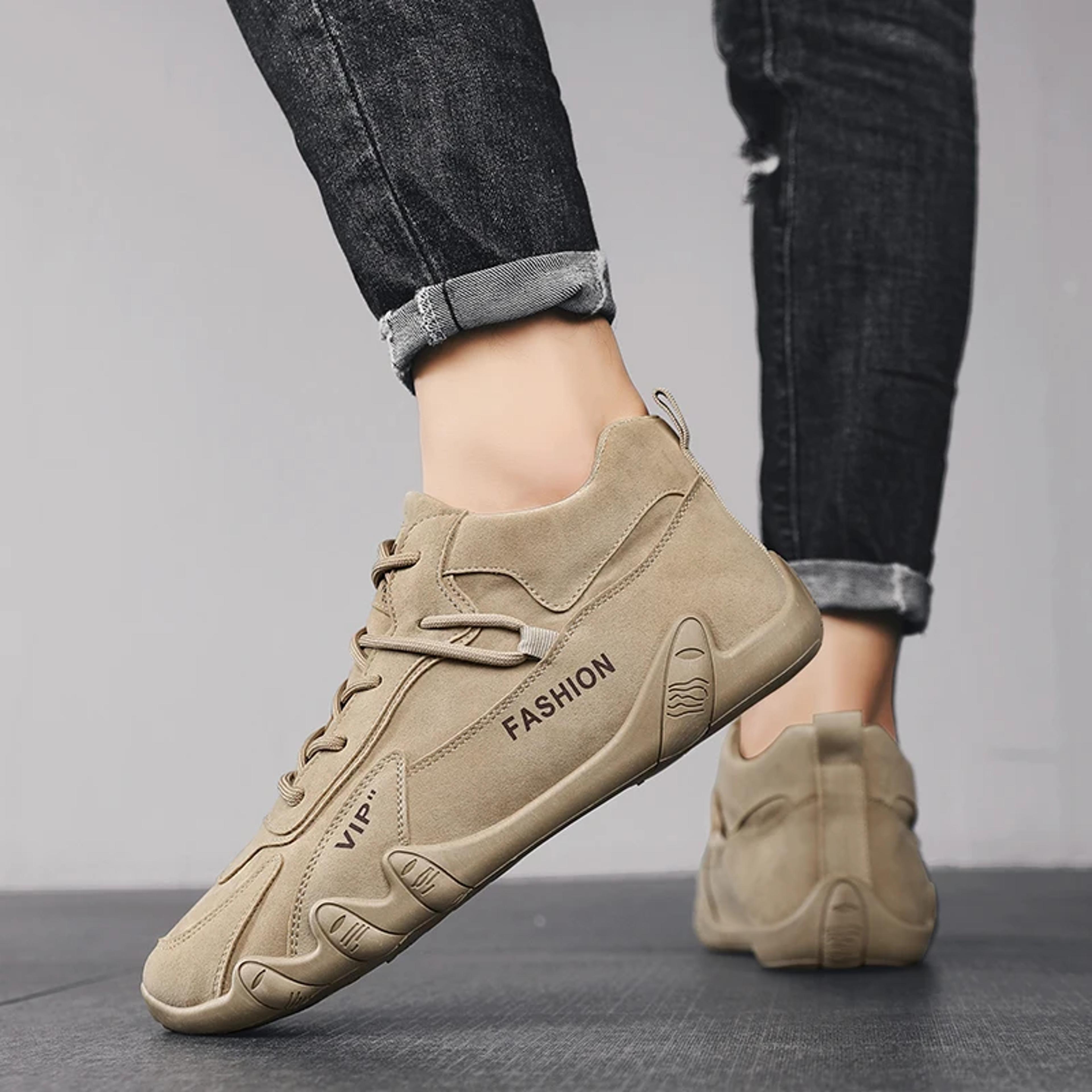 Casual Sneakers Non Slip Ankle Boots For Men Spring Khaki Work Mens Shoe Lace Up Short Boots Loafer 0