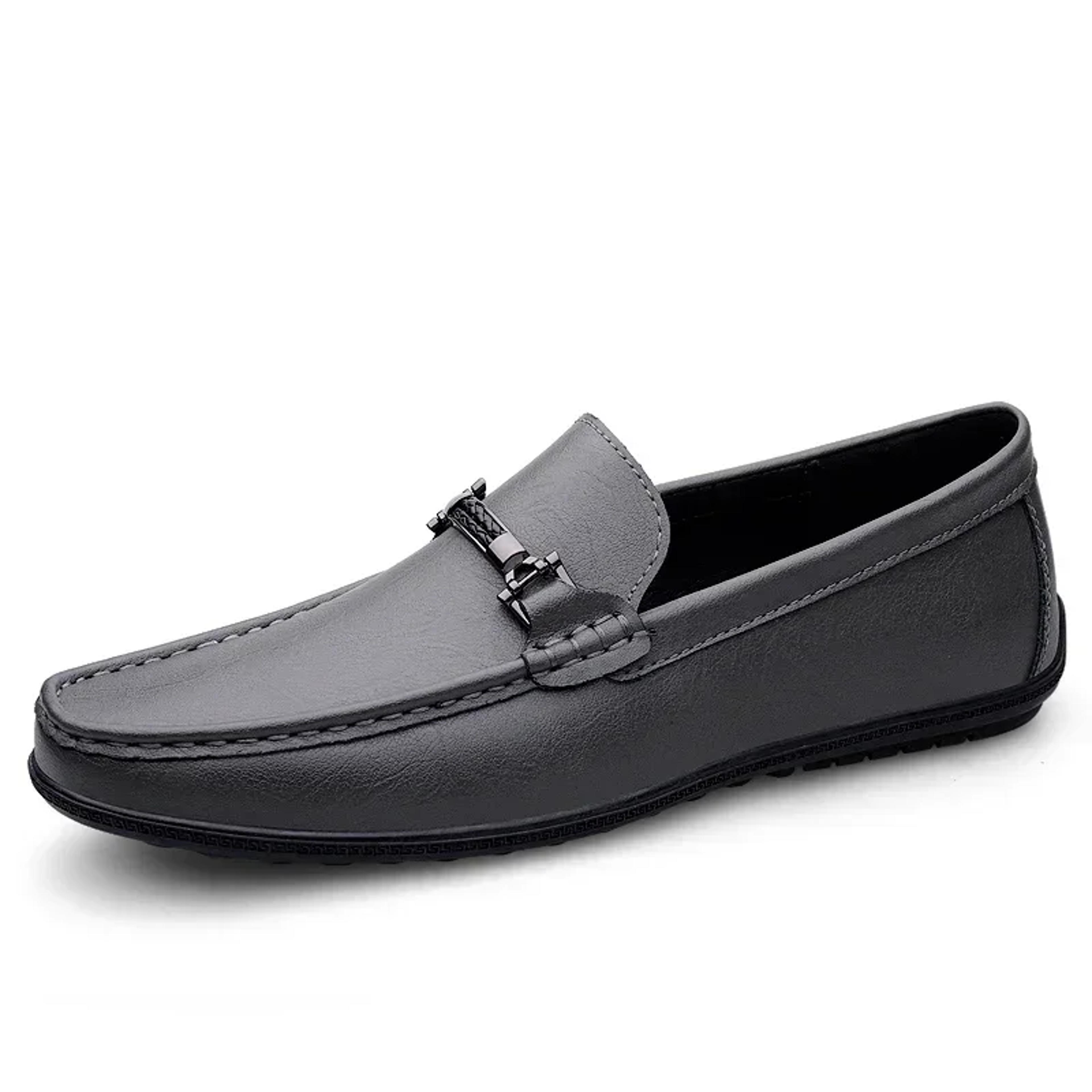 New Casual Men SlipOn Shoes Luxury Leather Blue Loafers Handmade Business Driving Flats 5