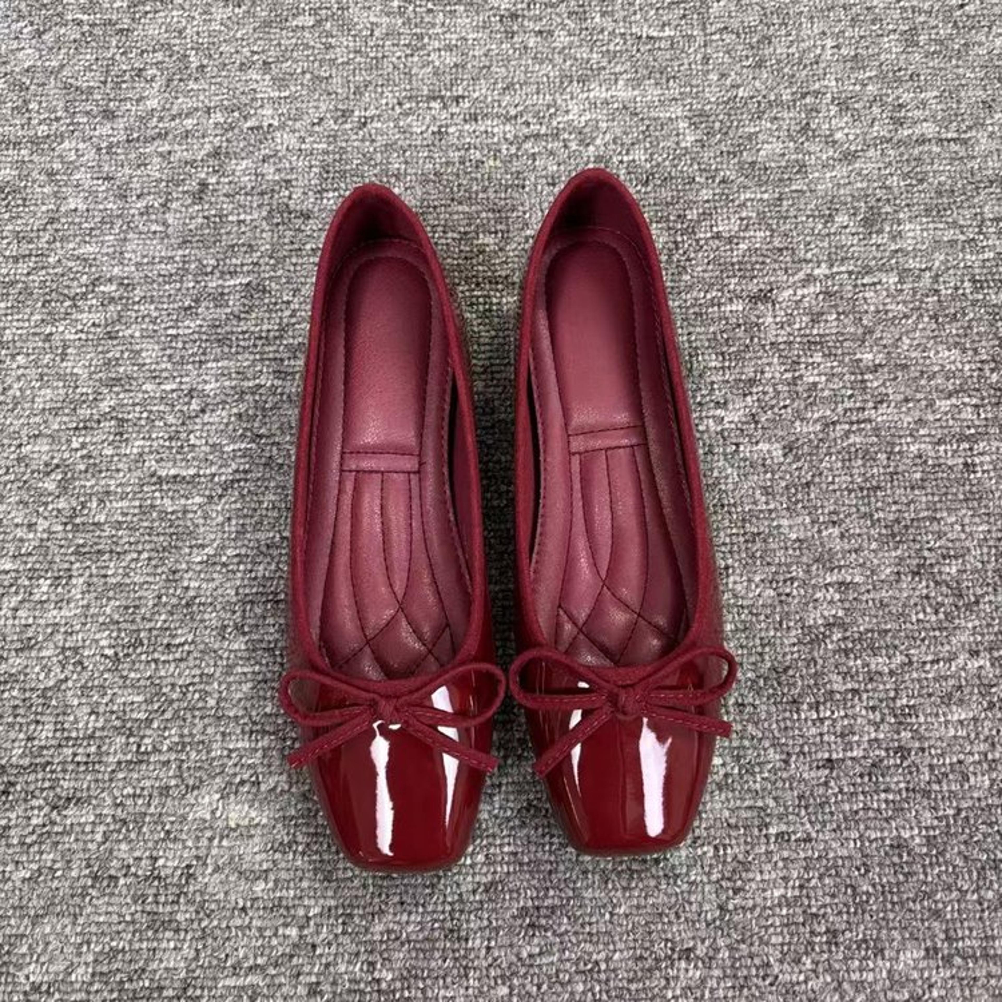 FrenchStyle Spring And Autumn Loafers Versatile Bowknot Flats SoftSoled SquareToe Ballet Shoes 6