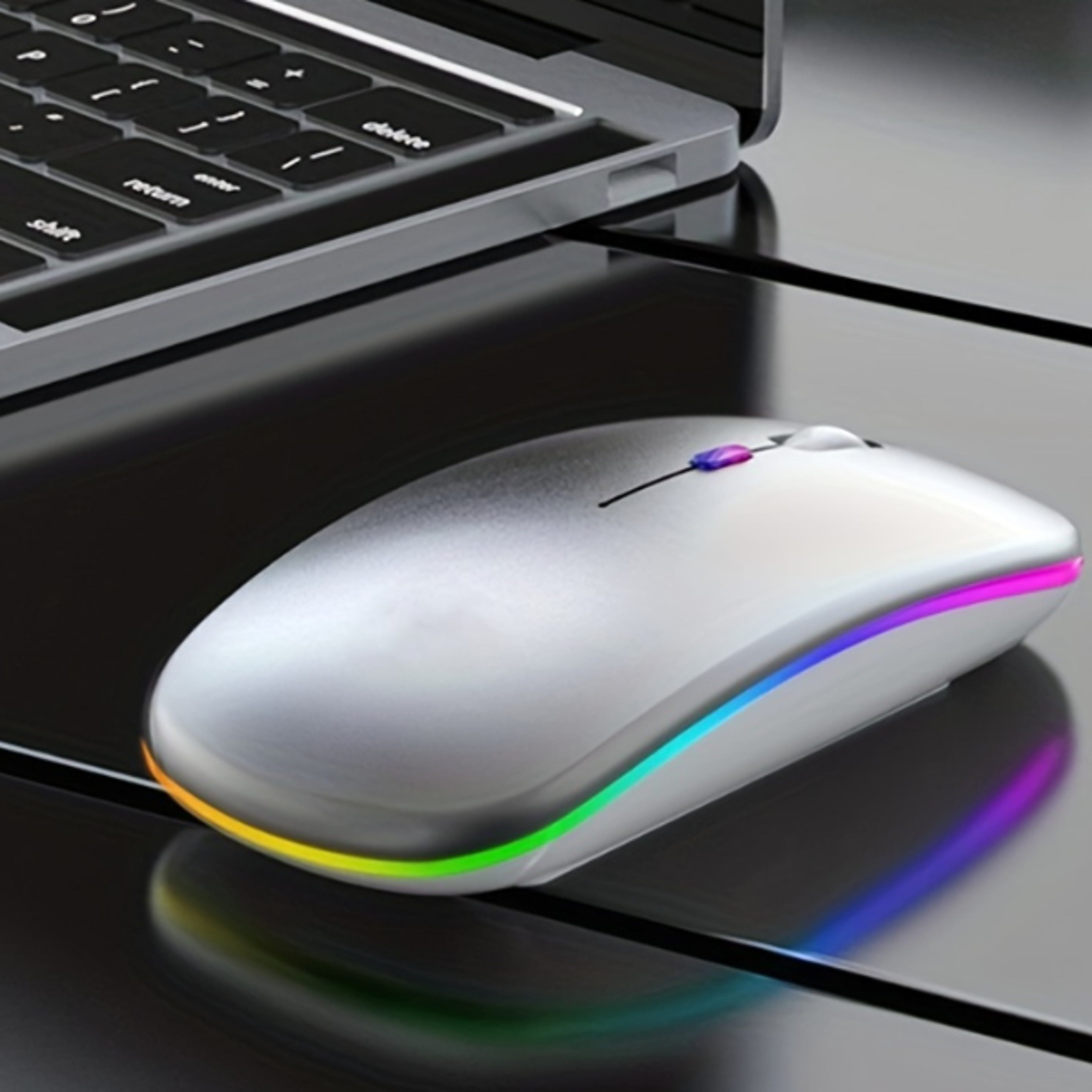 led backlit wireless mouse, rechargeable silent optical mice, bluetooth dual mode, perfect for laptops and computers