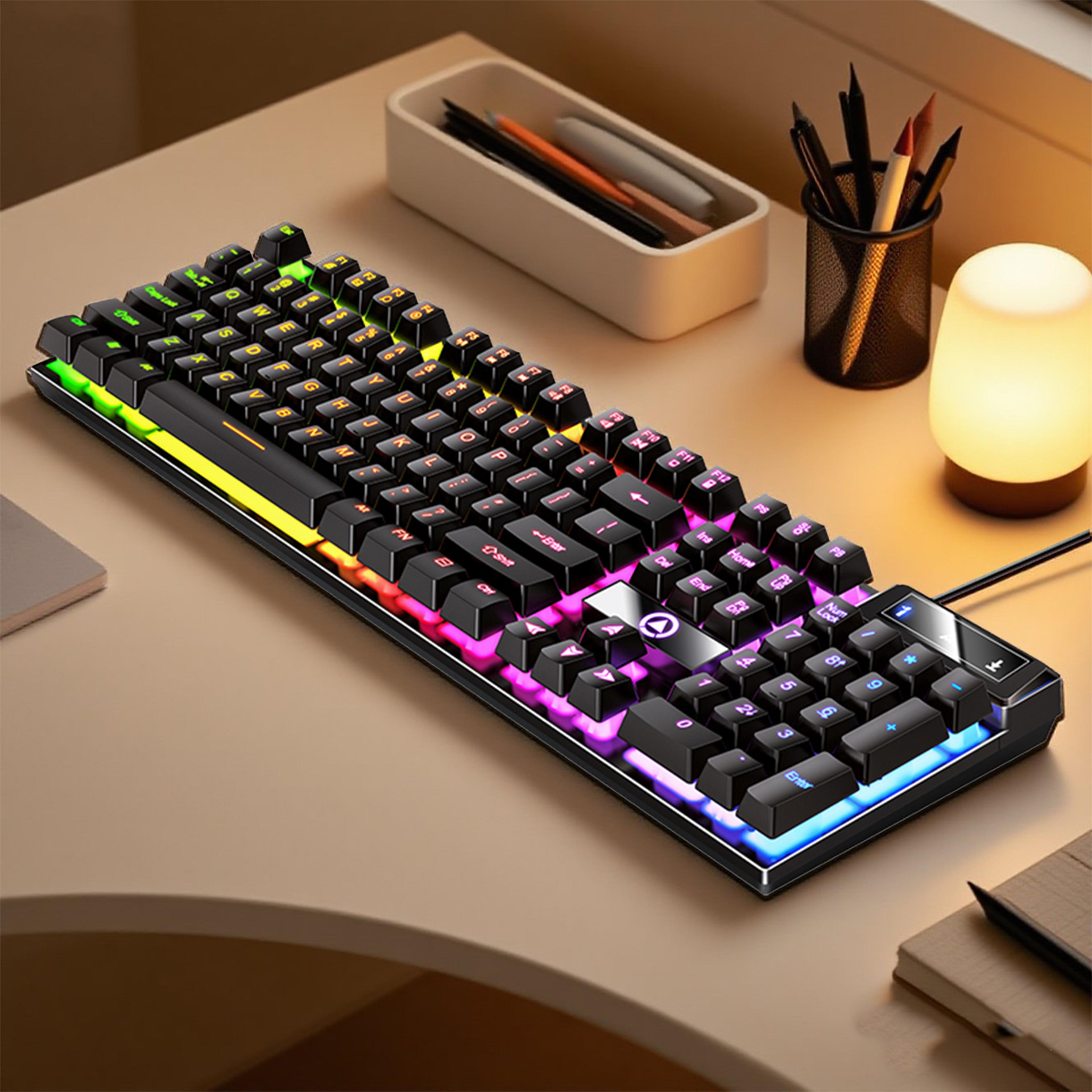 Low Profile Gamer Keyboard Wired Keyboard Gaming Laptop Desktops PC Computer Office Keyboards With  4