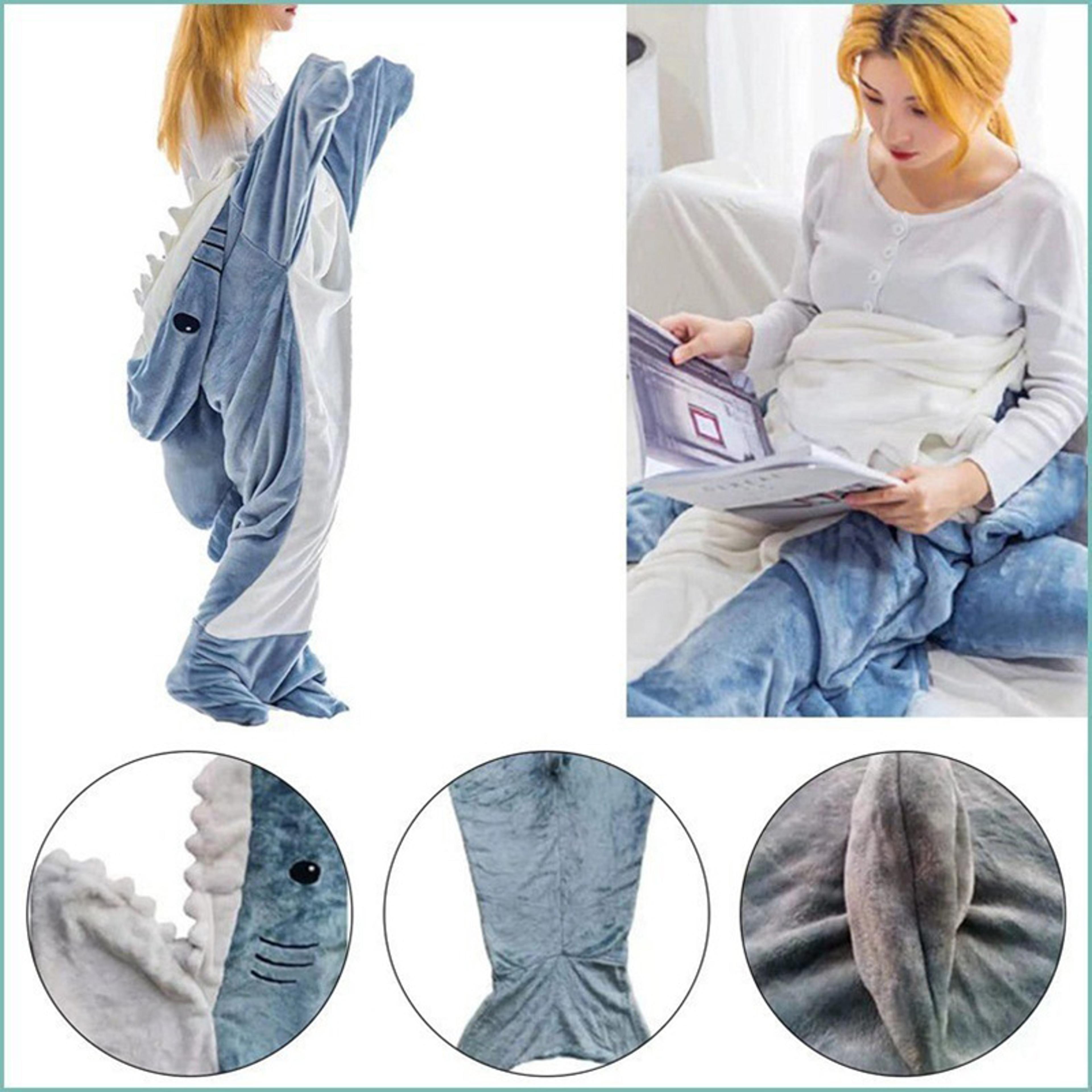 Shark Sleeping Bag Animal Flannel Pajamas Large Size One Piece Loose Robe For Kids Men Women 1
