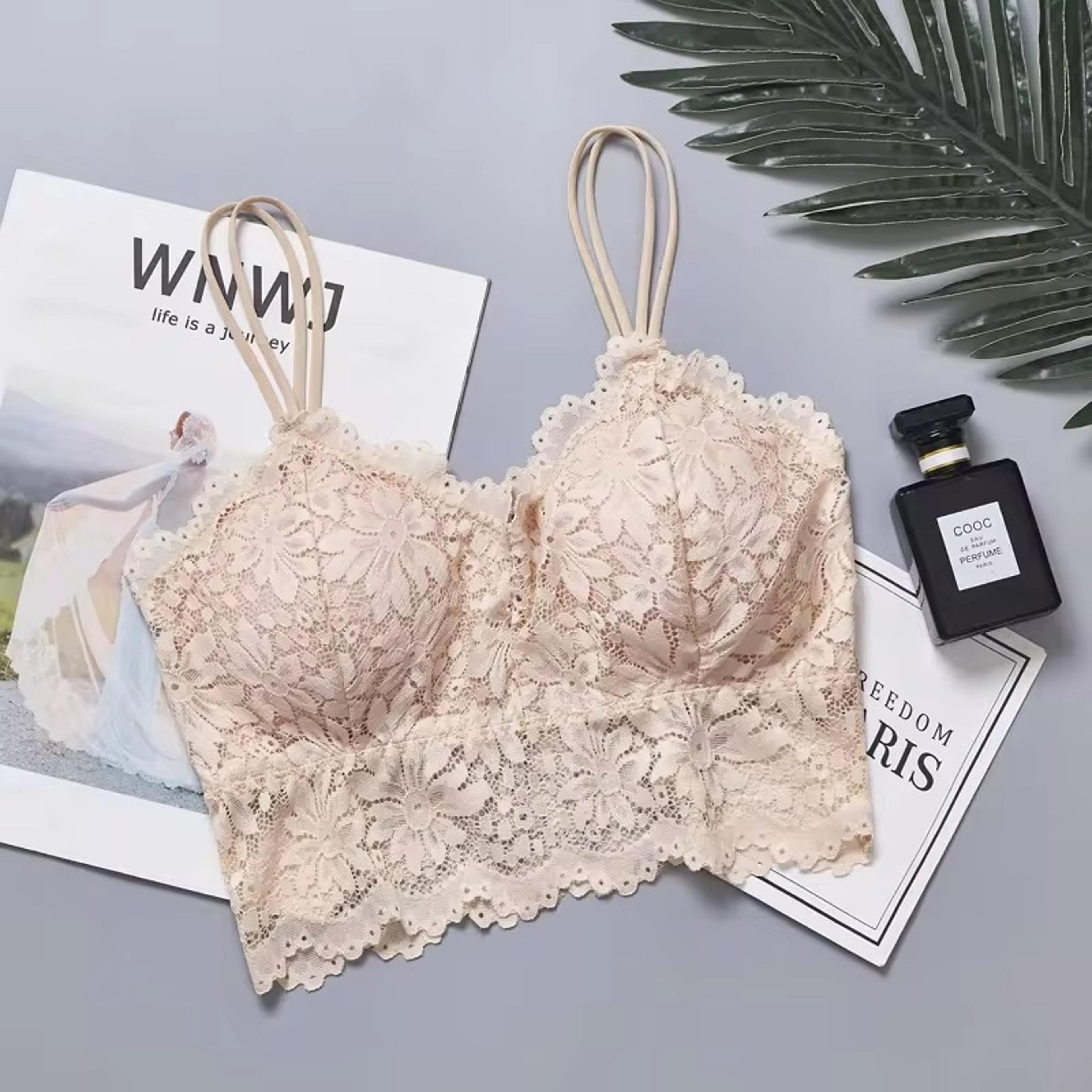 Sexy Womens Lace Bra Hollow Out Flower Underwear Wireless Push Up Bralette Padded Breathable Strap  8