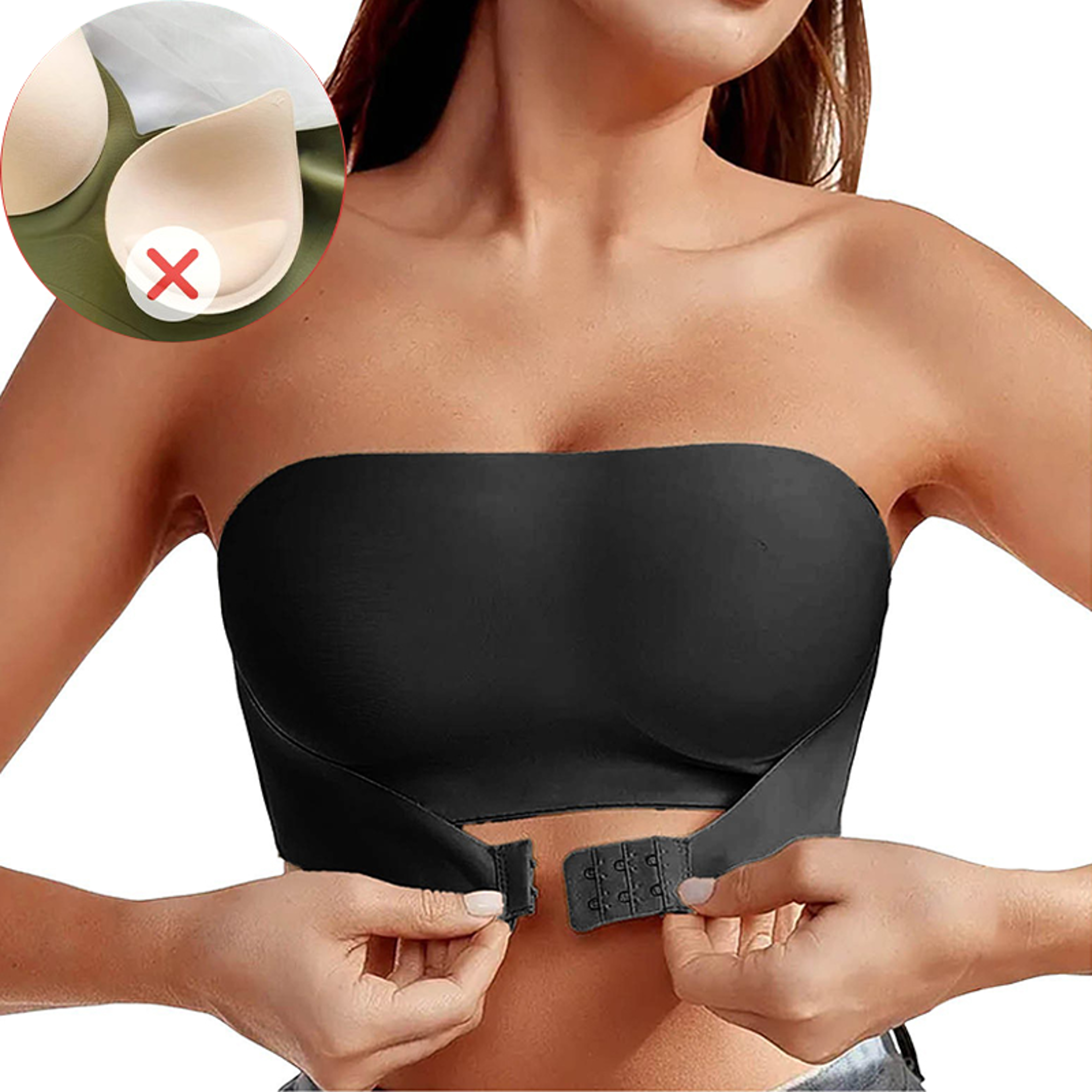 Sexy Strapless Push Up Bra For Women Removable Padded Seamless Ice Silk Invisible Beauty Back Antis 2