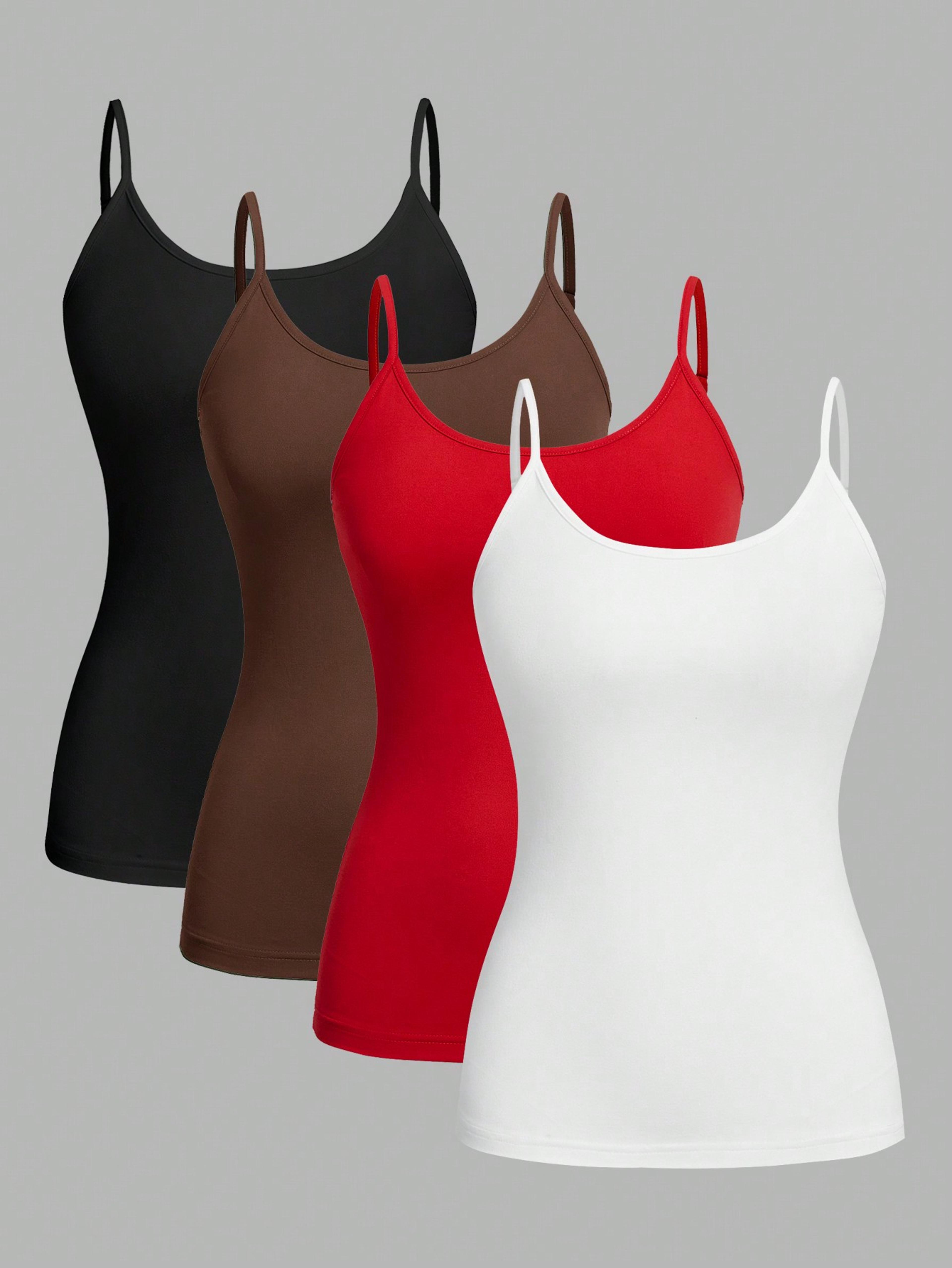 Women Solid Color Camisoles Vest Sexy Summer Tank Tops Sleeveless Camisole Tshirt For Women Basic V 4