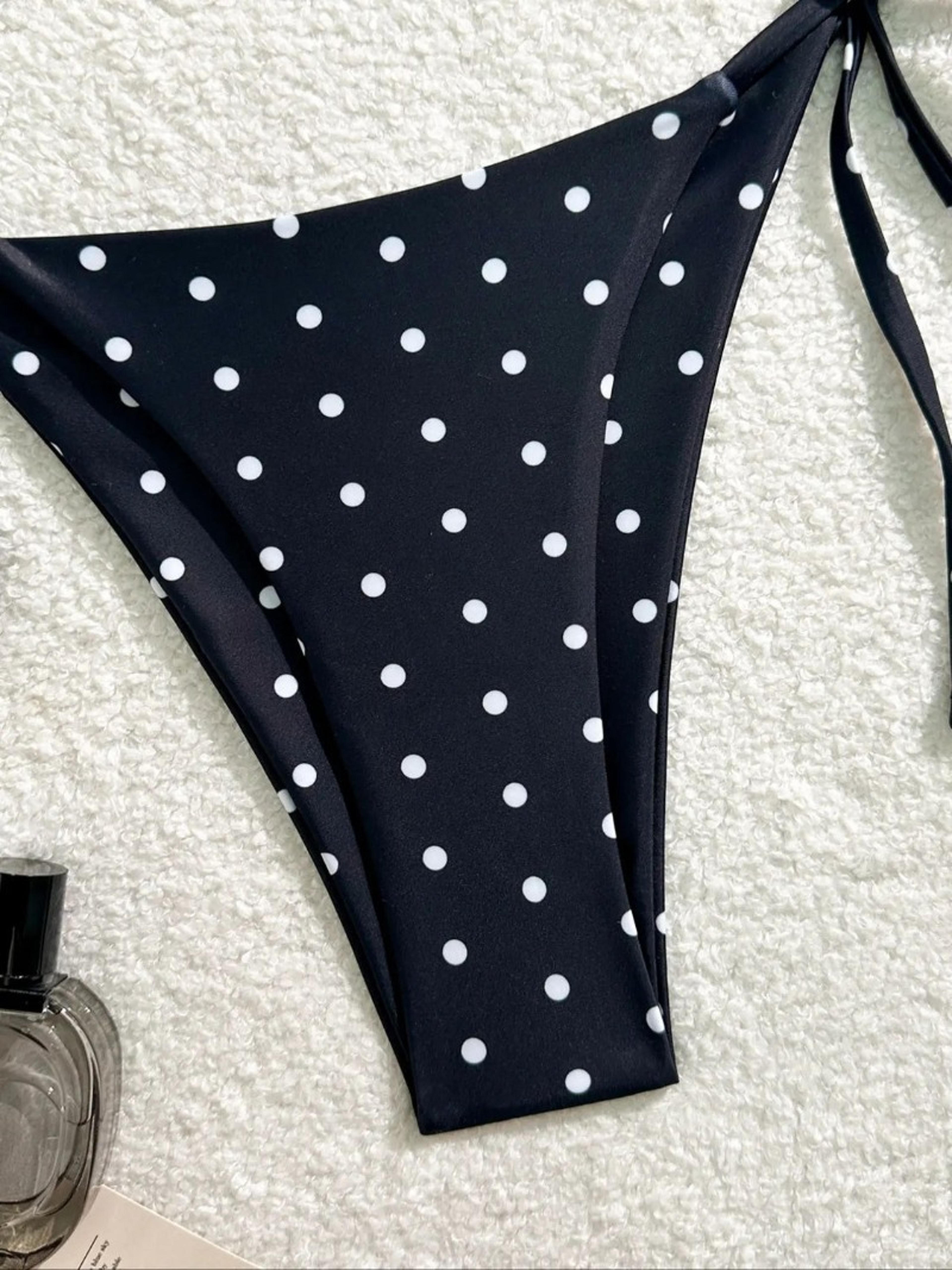 American Style Beach Bikini Sexy Black White Polka Dot Swimsuit For Women 3