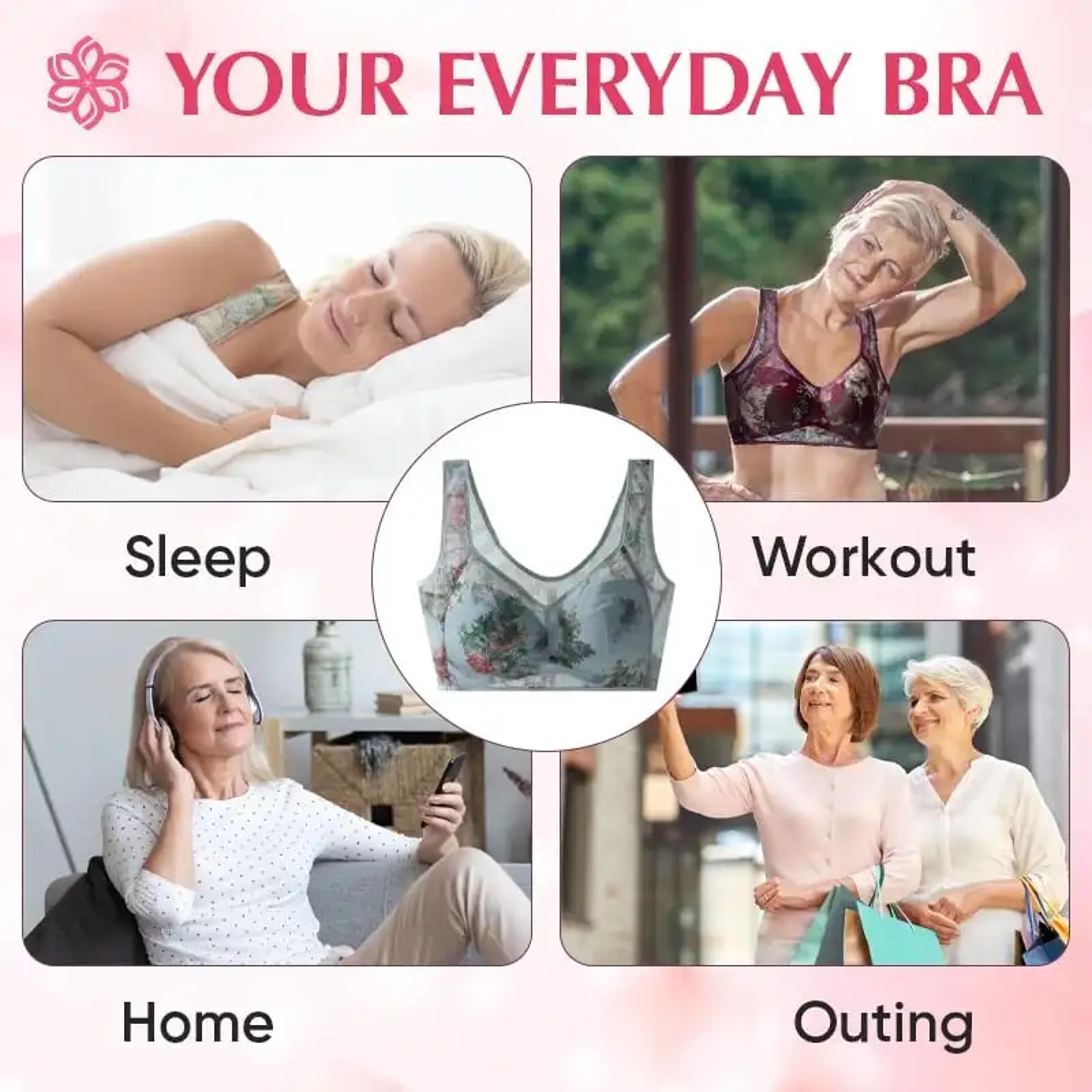 Women Everyday Soft Ice Silk Lace Support Bra 4