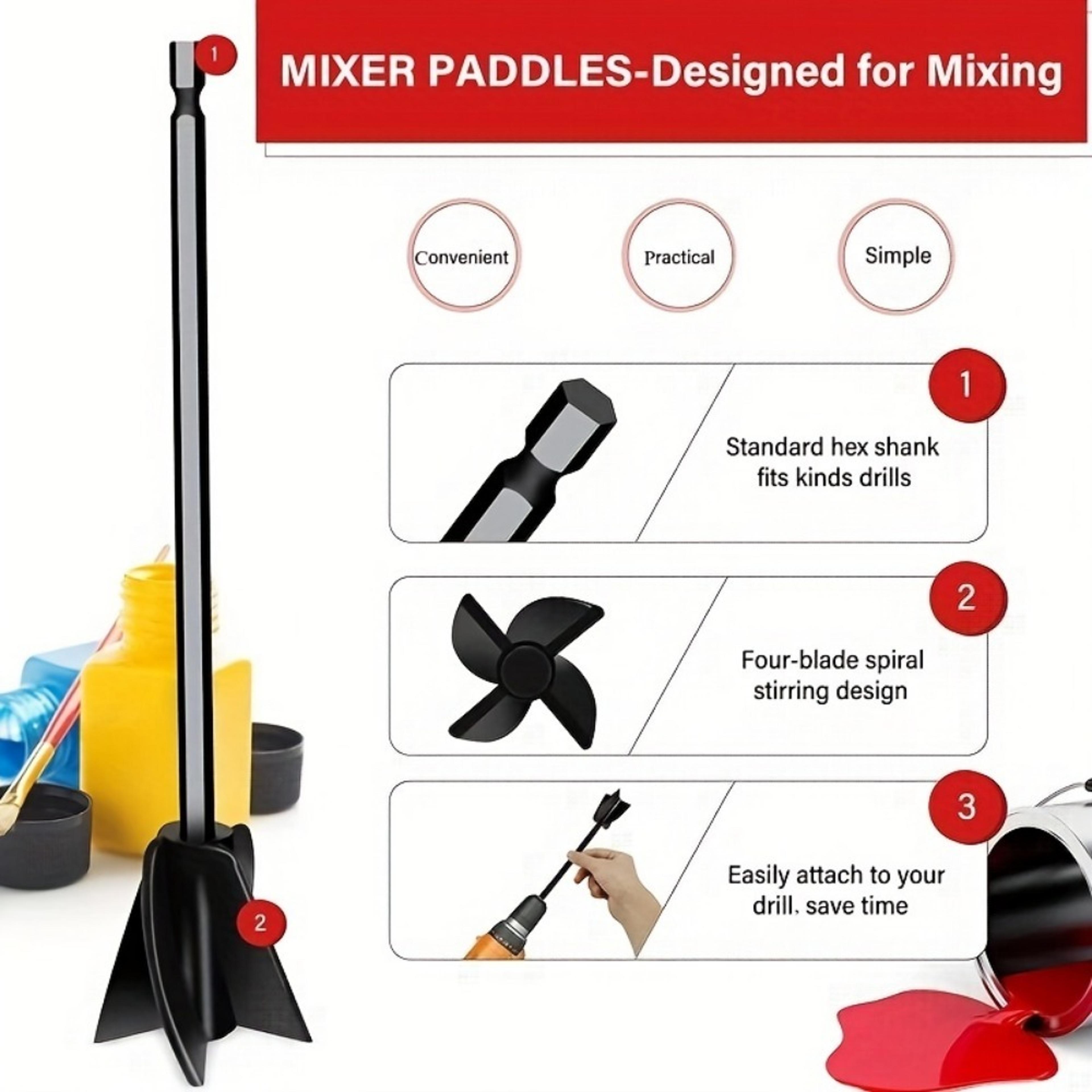 resin mixer paddle, black epoxy, attachment, perfect mixing tool