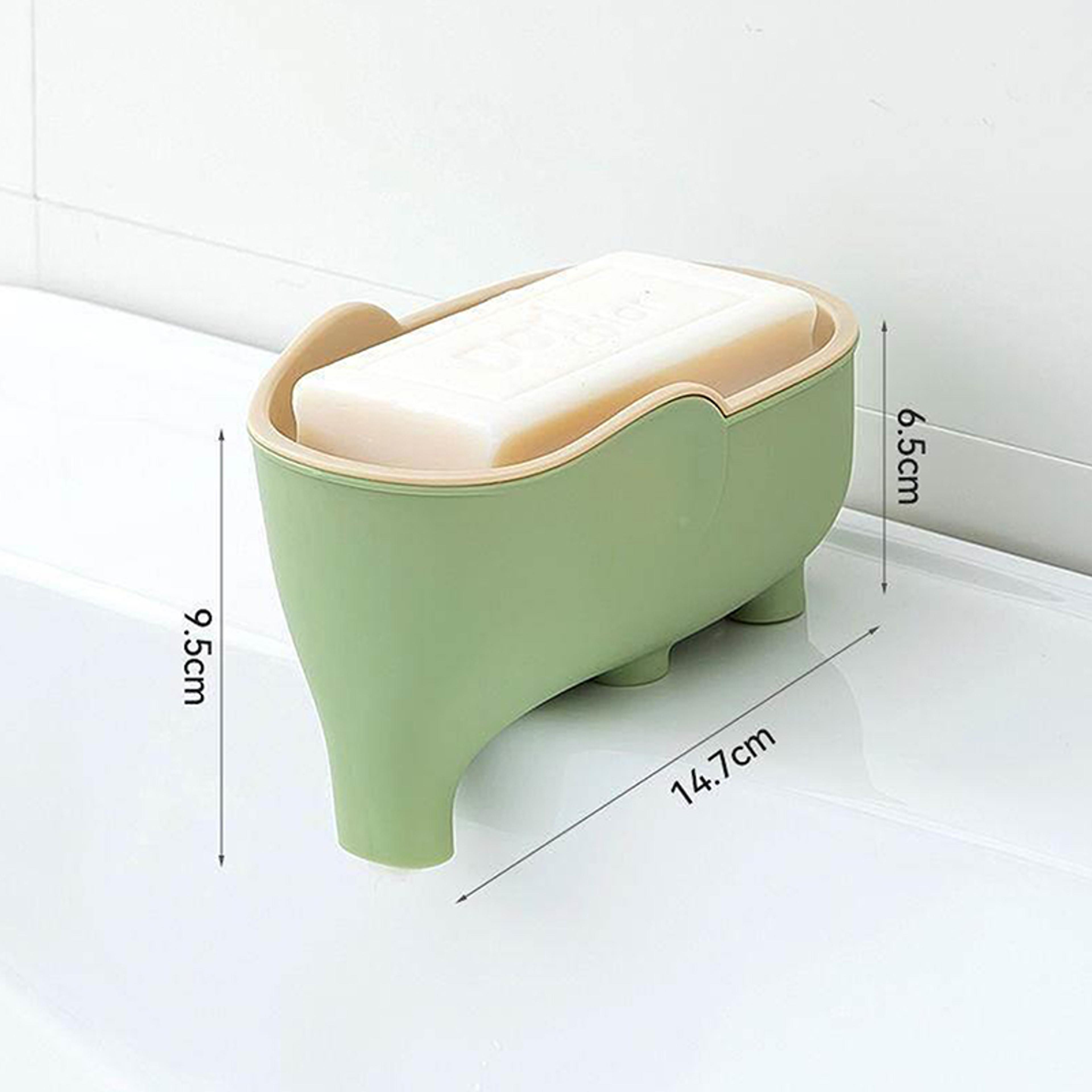Portable Non Slip Elephant Shaped Soap Box With Lid Double Layer Countertop Storage Rack Soap Holde 4