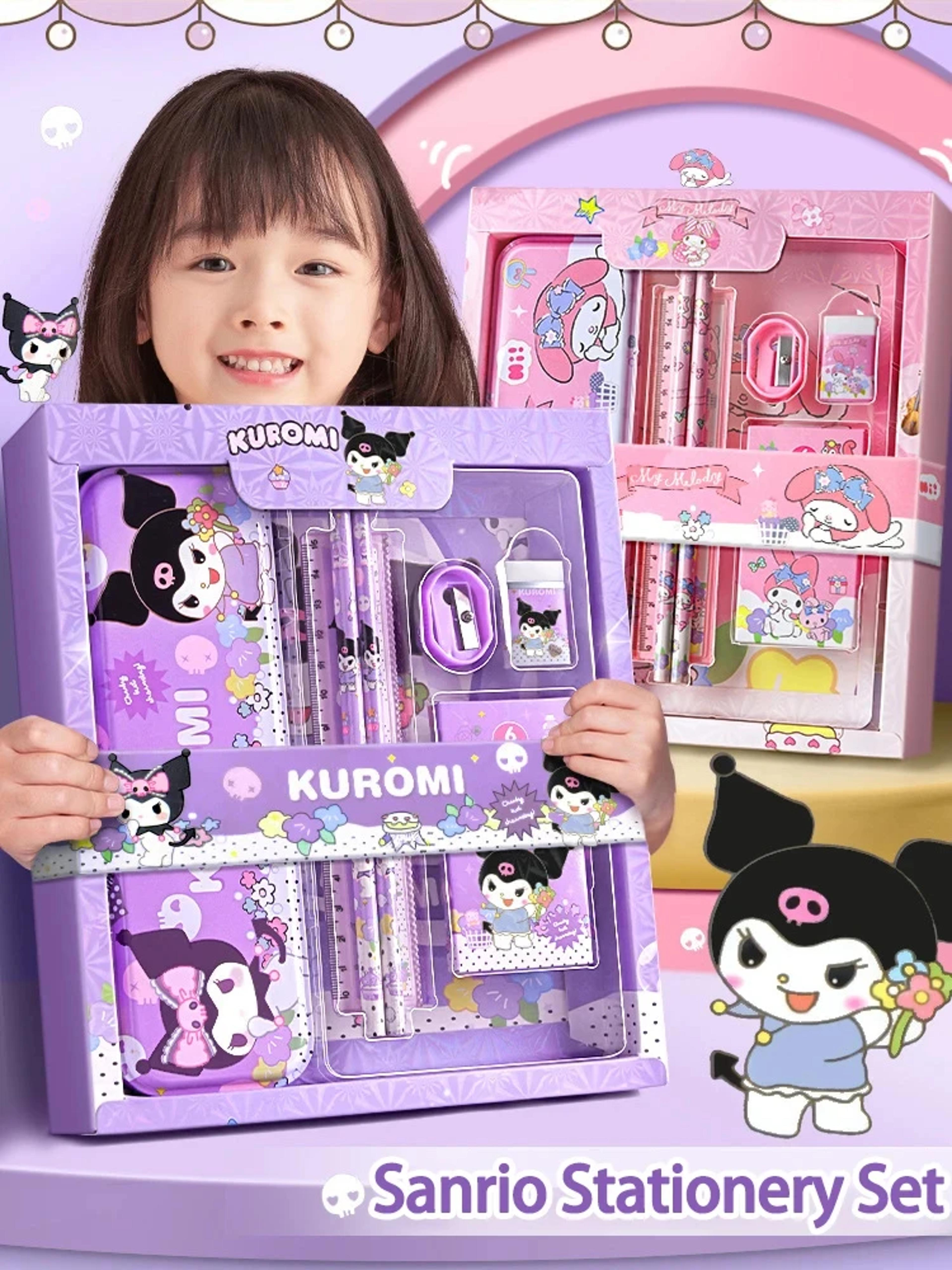 cinnamoroll school supplies, sanrio kuromi stationery set, my melody rulers, study pencils erasers gifts