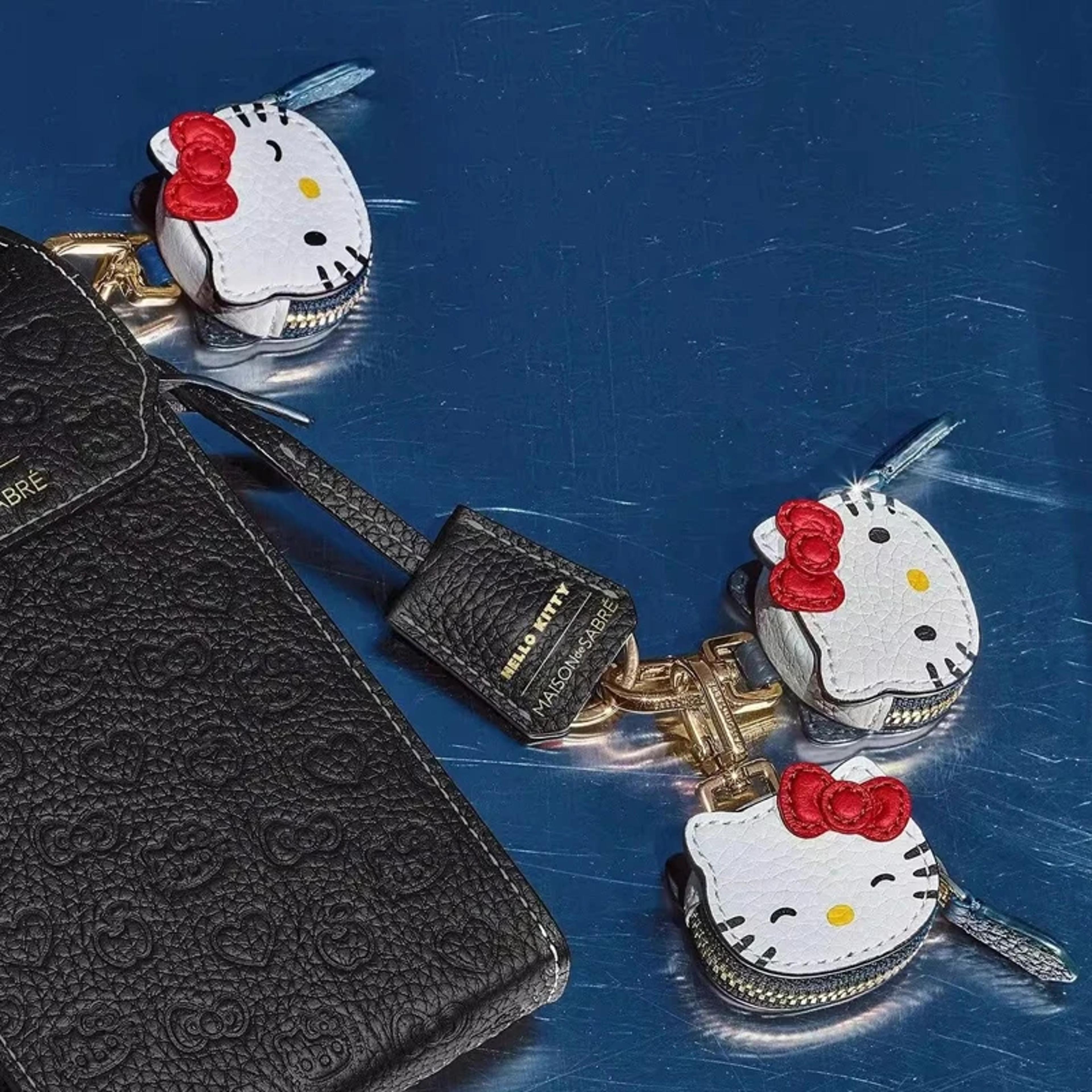 Pendant Accessories Kawaii Charm Vintage Leather Hello Kitty Keychain Decoration Birthday Gift Japa 3