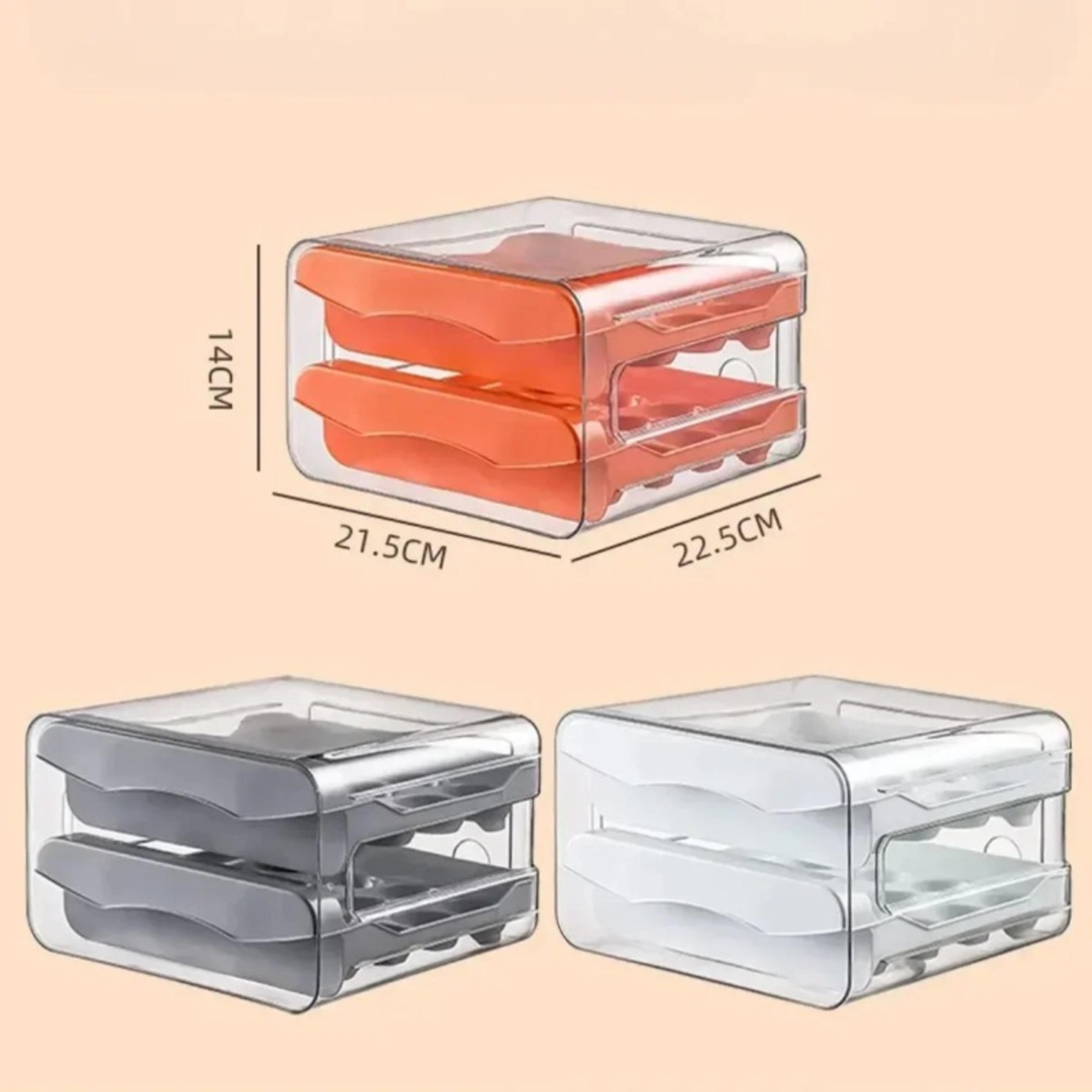 Foodgrade Egg Holder Refrigerator Egg Storage Box With Automatic Rolling Drawerstyle Egg Rack Doubl
