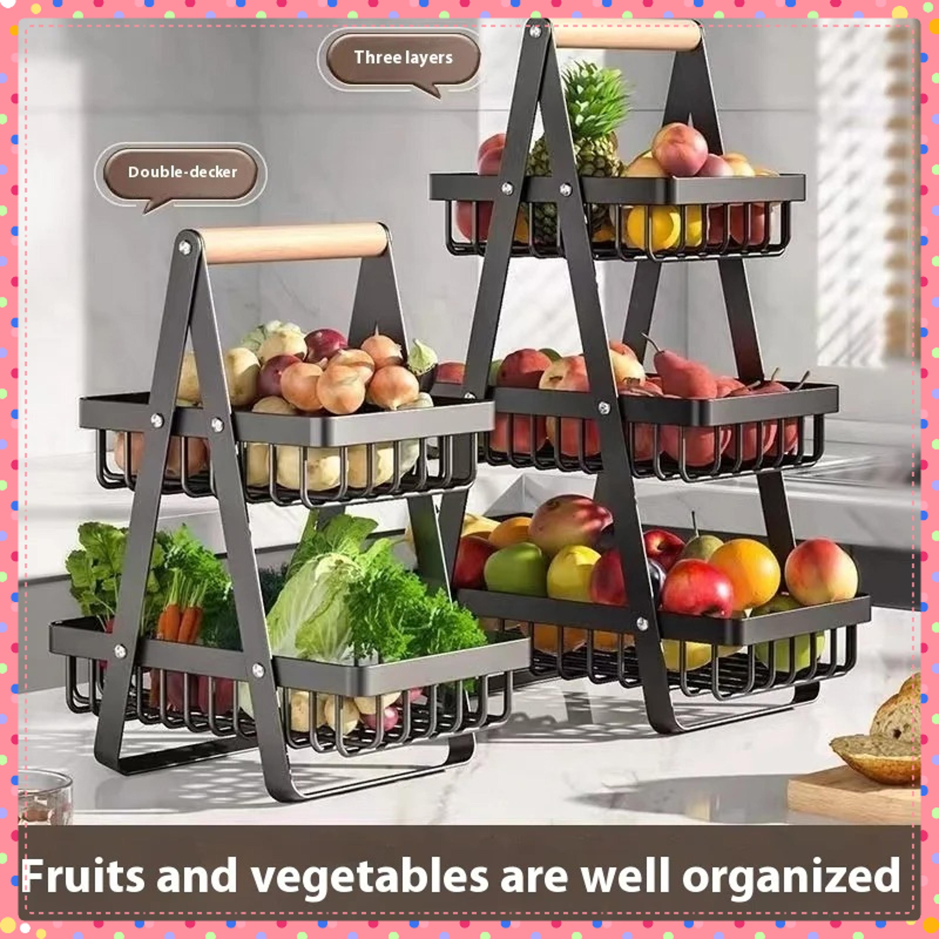 Multifunctional Fruit Basket New Portable Iron Kitchen Storage Rack Multilayer Snack Storage Shelf 0