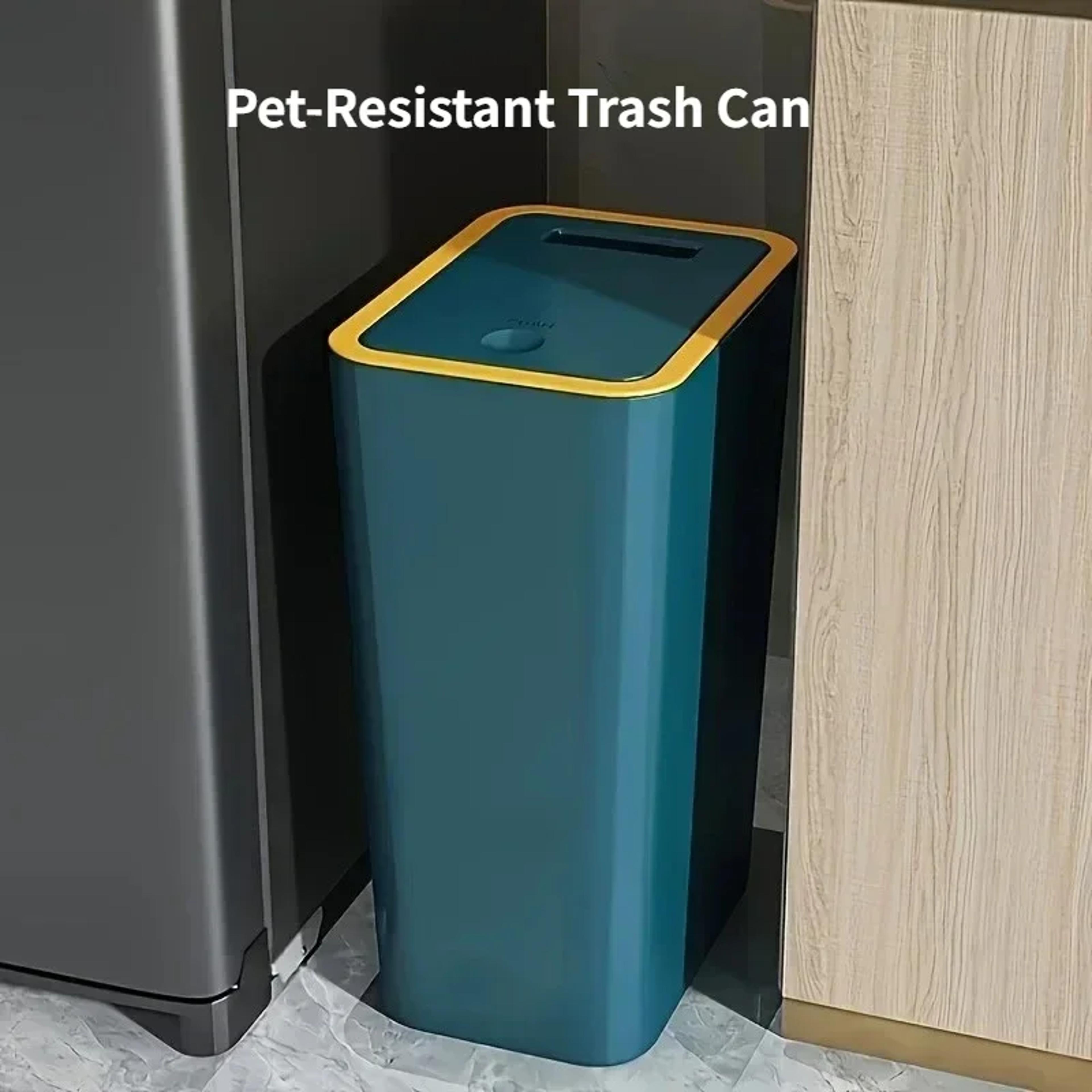 Durable Plastic Bin SpaceSaving PetResistant Trash Can OdorProof For Bathroom Kitchen Use 0