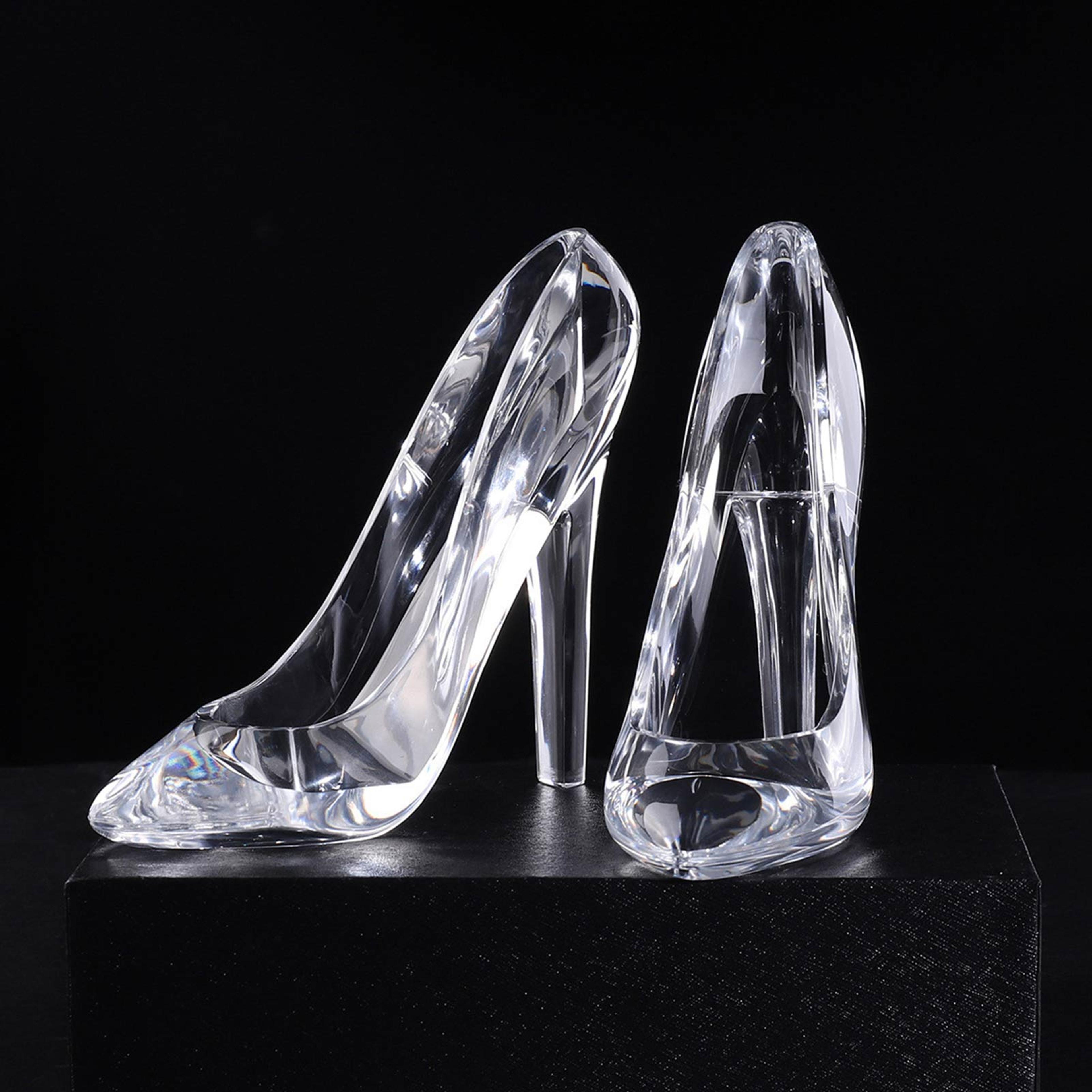high-heeled shoe figurine, cinderella's crystal glass slipper, transparent acrylic wedding decoration, valentine's day