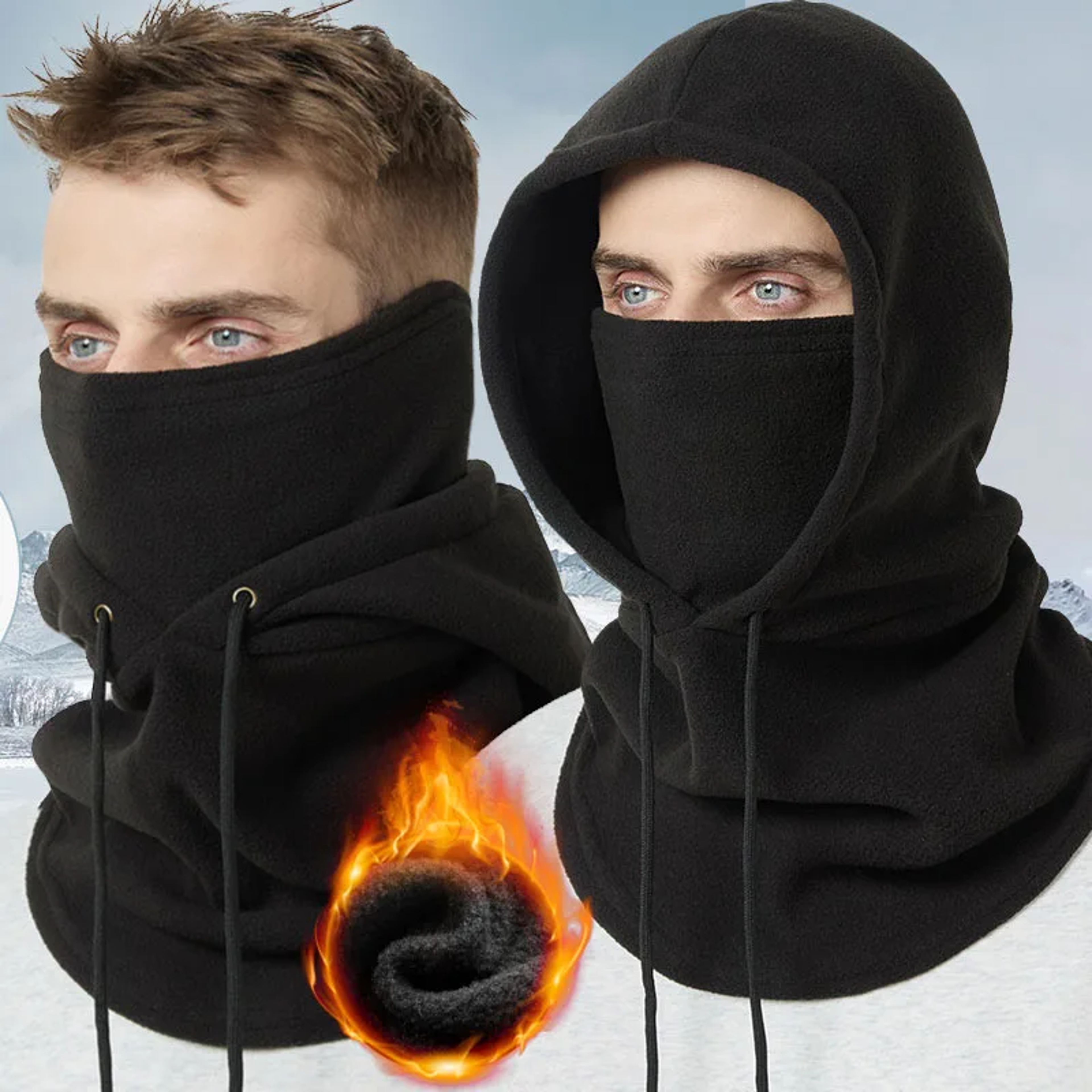 cold warm skiing sport winter thermal fleece hat, hooded windproof cycling face mask for men and women